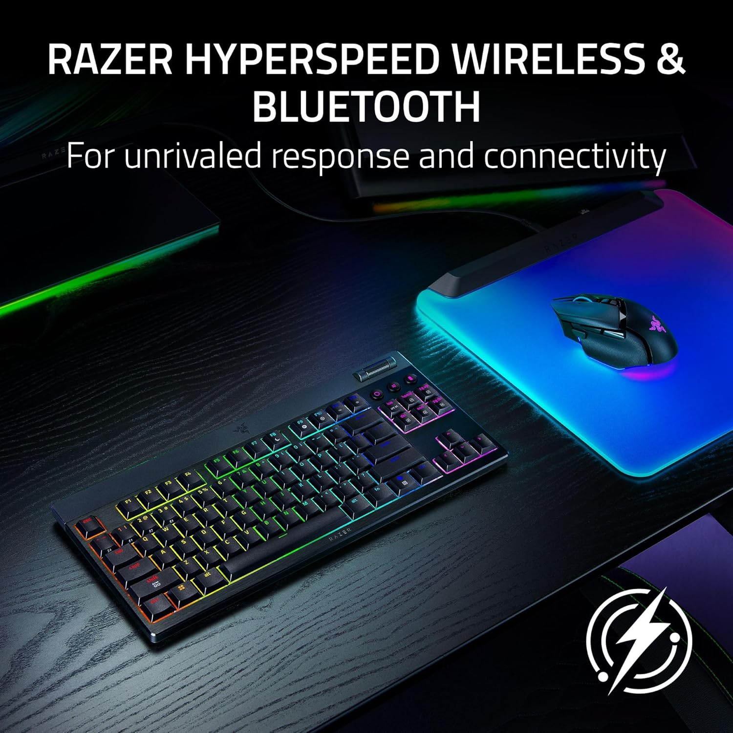 Razer BlackWidow V4 Low Profile TKL HyperSpeed Wireless Gaming Keyboard: Orange Mechanical Switches - 2.4GHz Wireless & Bluetooth - Multi-Function Roller - 3 Control Buttons - Long Battery Life