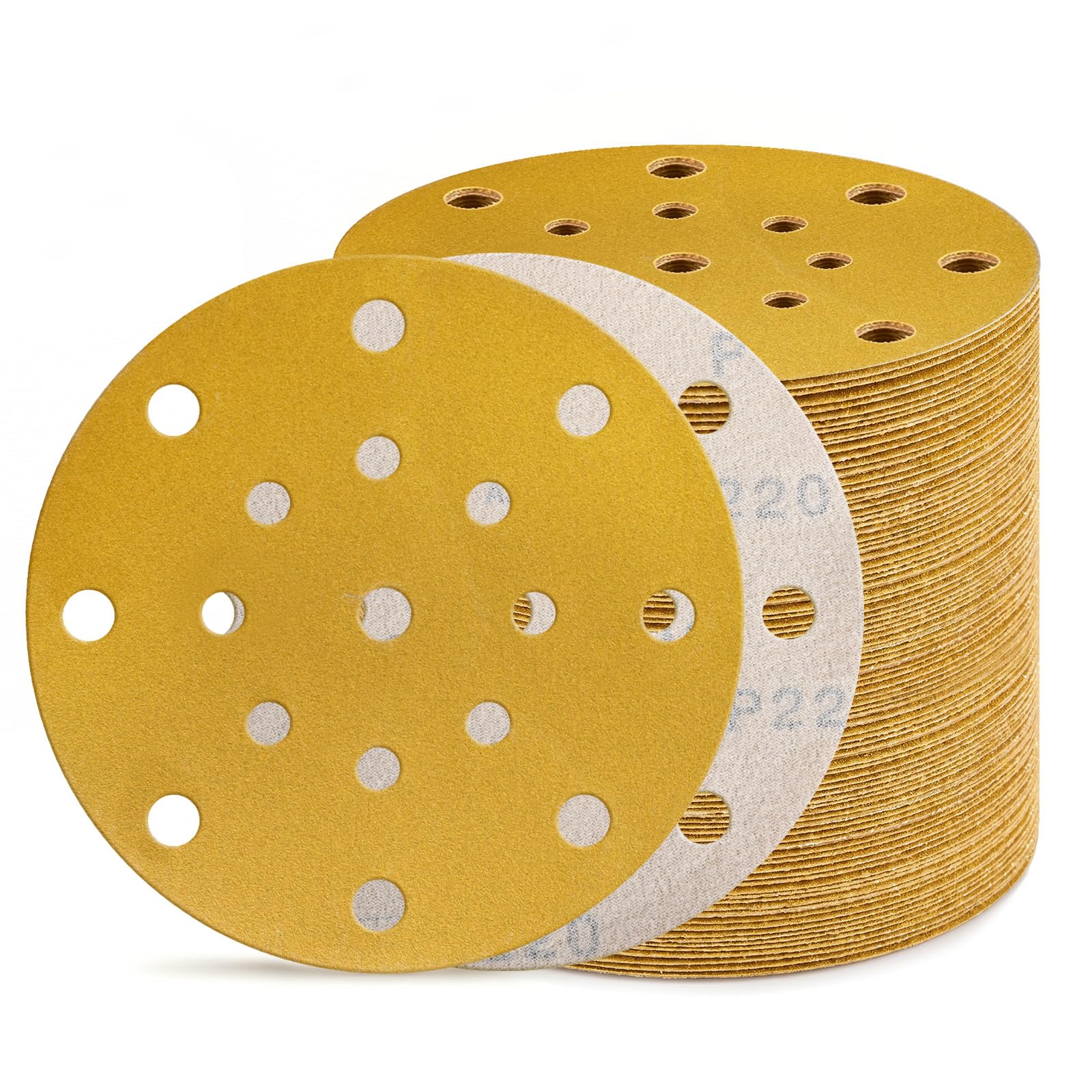 80Pcs 150MM Sanding Discs 220 Grit, Hook and Loop Orbital Sandpaper