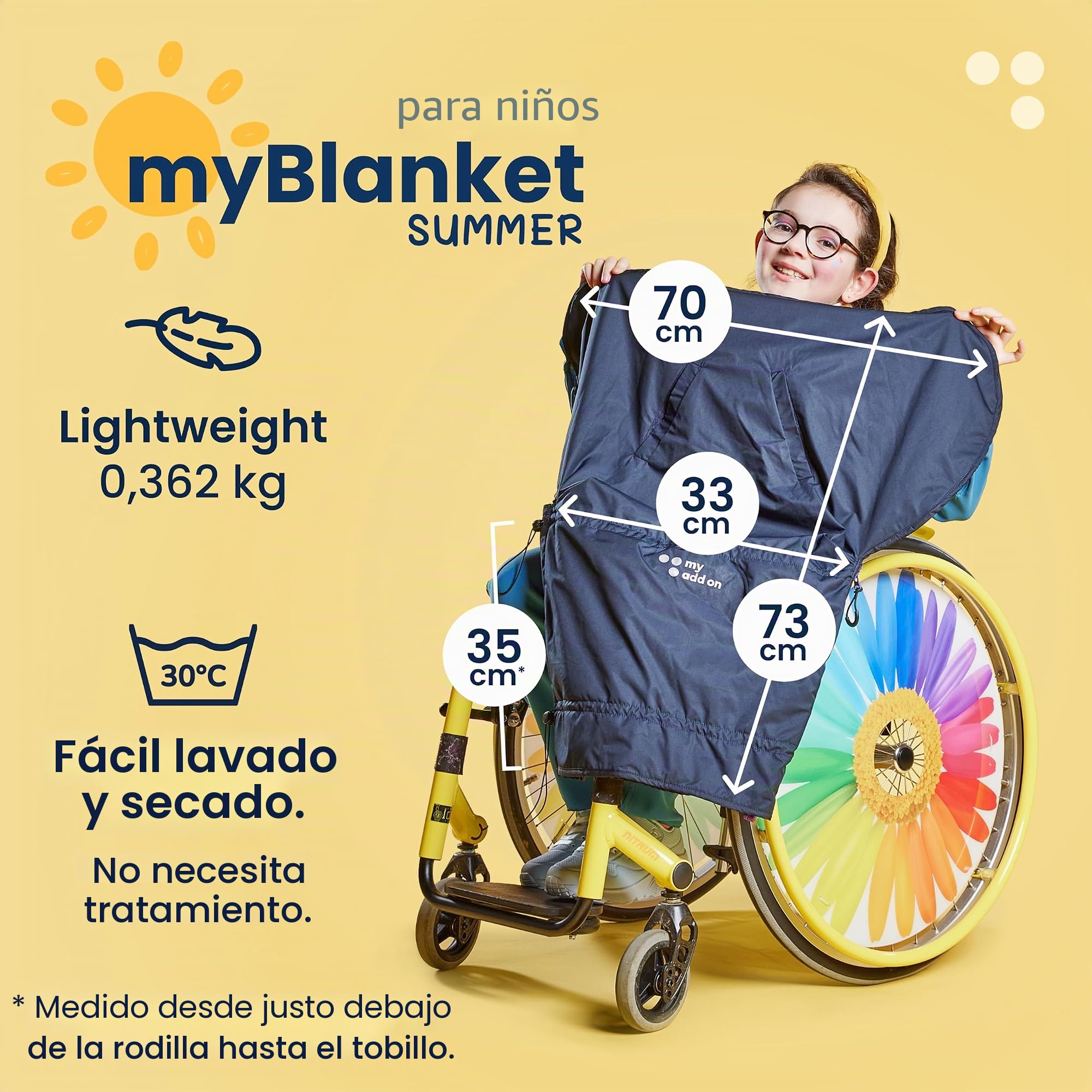 MyBlanket - Funda impermeable para silla de ruedas, ligera y compacta, adecuada para silla de ruedas eléctrica y manual, scooter de movilidad, protección de piernas, sin levantarse, azul medianoche