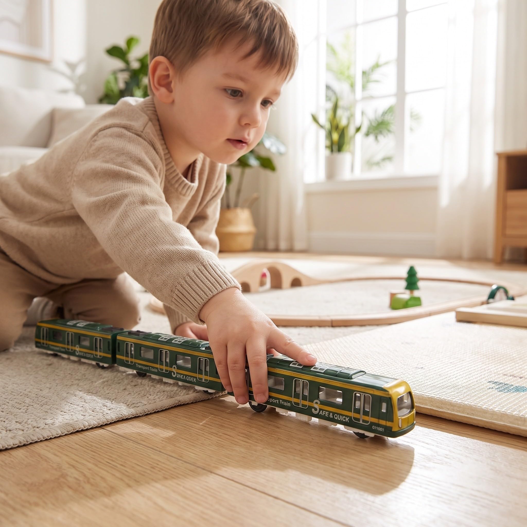 OSALADI Zestaw zabawek metra Alloy z czterema wagonami, metalowy model