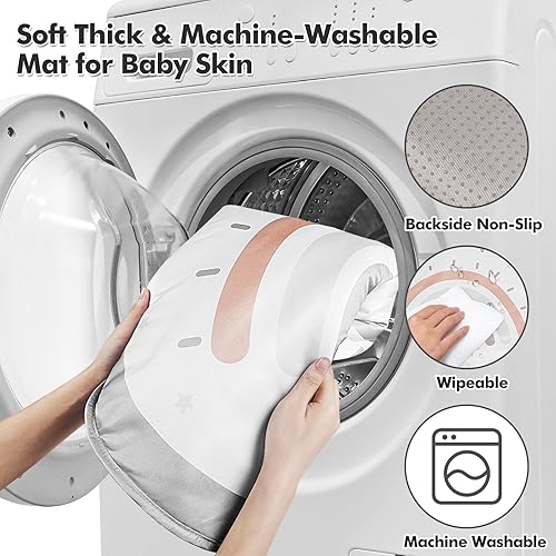 Miniatura 6 de dearlomum Tapete de gimnasio para bebé, tapete para el tiempo boca abajo con 6 juguetes desmontables para habilidades sensoriales y motoras basadas