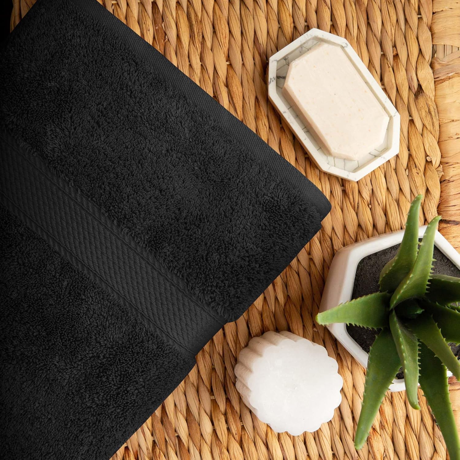 Superior Set di 10 asciugamani in pile di cotone egiziano, include 2 asciugamani da bagno, 4 mani, 4 asciugamani per il viso/salviette, asciugamani ultra morbidi di lusso, essenziali per gli ospiti,