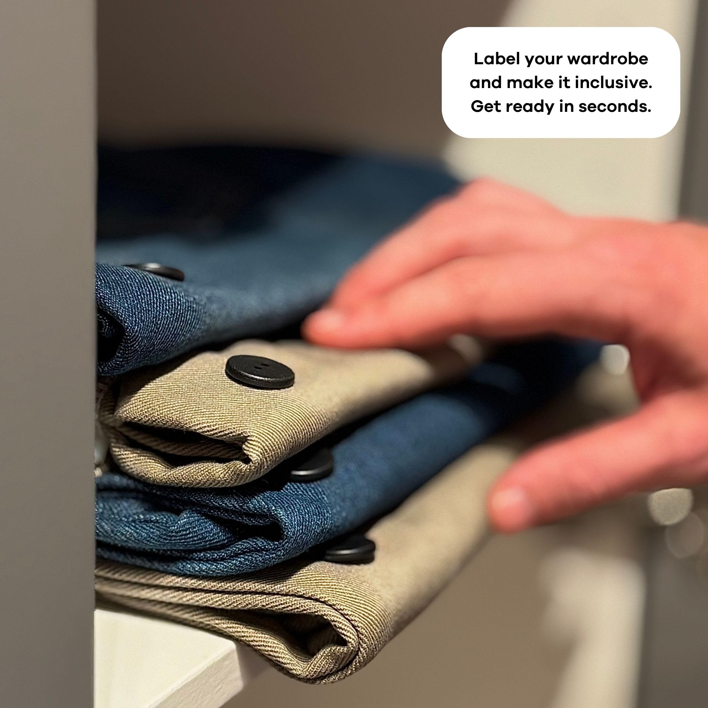 Bottoni per bucato NFC (25 pezzi) – Etichette vocali da cucire per vestiti – Istruzioni per la cura e ascoltare gli abiti – Strumenti per non vedenti e ipovedenti – Lavabile in lavatrice