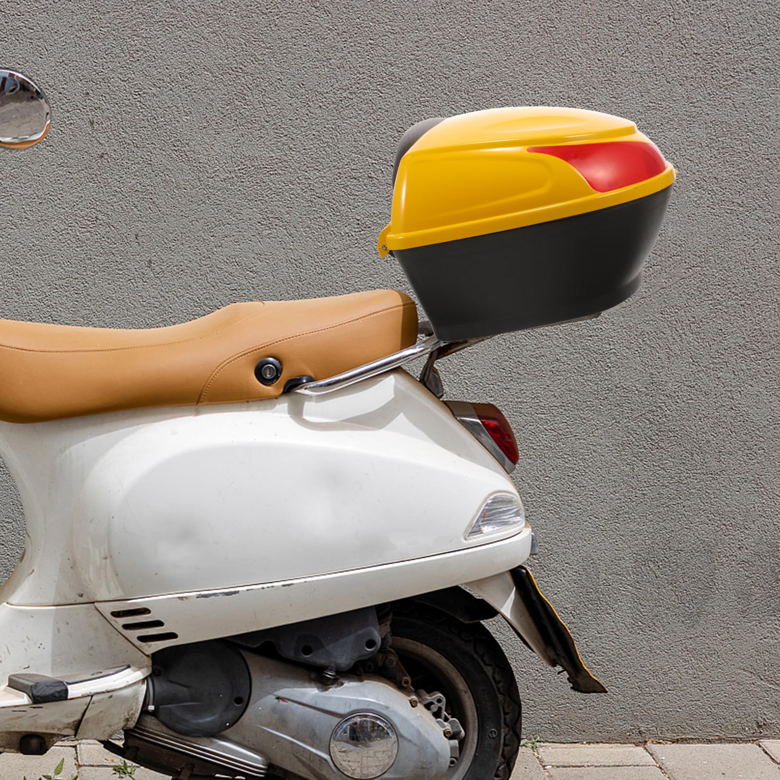 Hemobllo Borsa Posteriore Moto Baule Piccolo in Plastica per Scooter, Box Portaoggetti da Esterno Utilizzo Facile