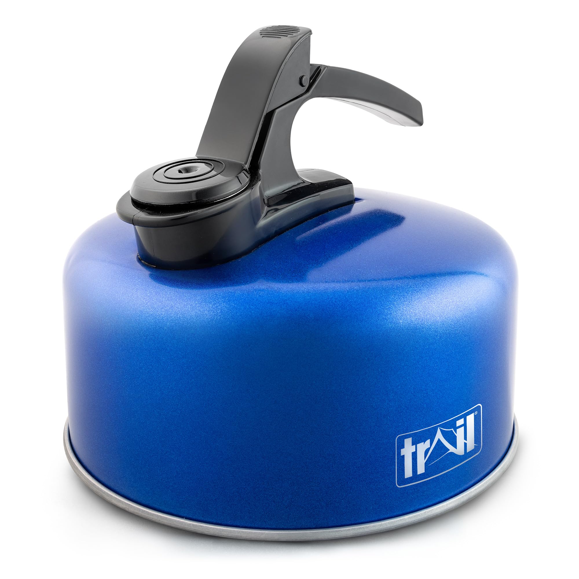 Trail 2L Whistling Kettle, Lightweight Durable Aluminium, Rust Resistant, Easy Pour Whistle Spout, Heat Resistant Handle, Fast Boil Stove Top Travel Kettle, Outdoor Hiking Backpacking, 0.25kg (Blue)