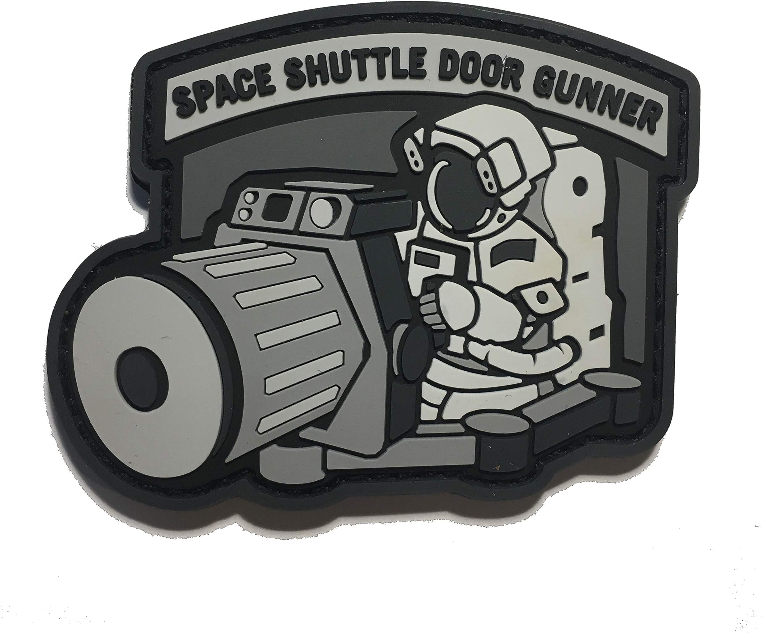 The PVC/Rubber Tactical Space Shuttle Door Gunner Patch Combat Army Morale (Hook/Loop) Patch