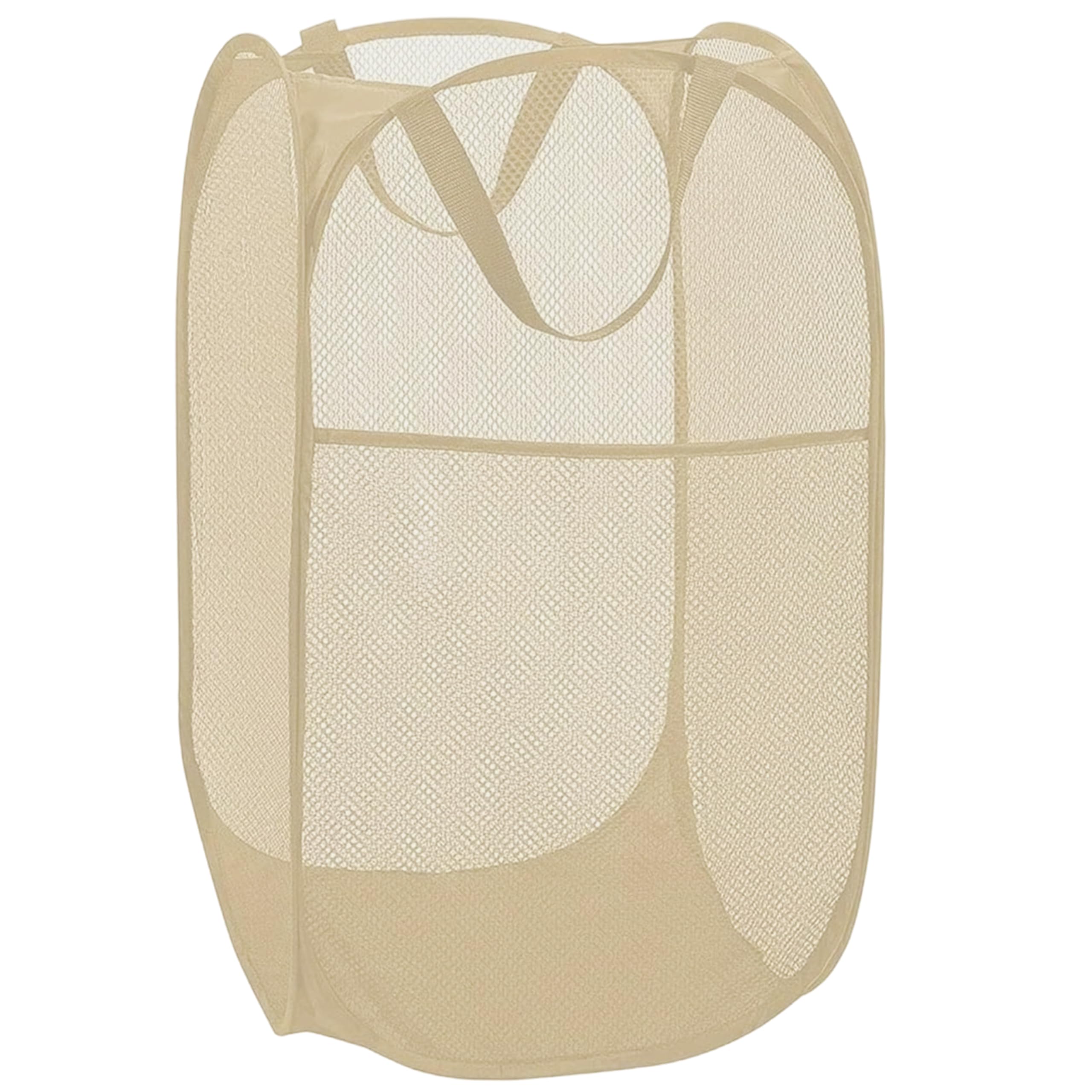 BATTOO Deluxe Strong Mesh Pop up Laundry Hamper Basket with Side Pocket for Laundry Room, Bathroom, Kids Room, College Dorm or Travel Beige