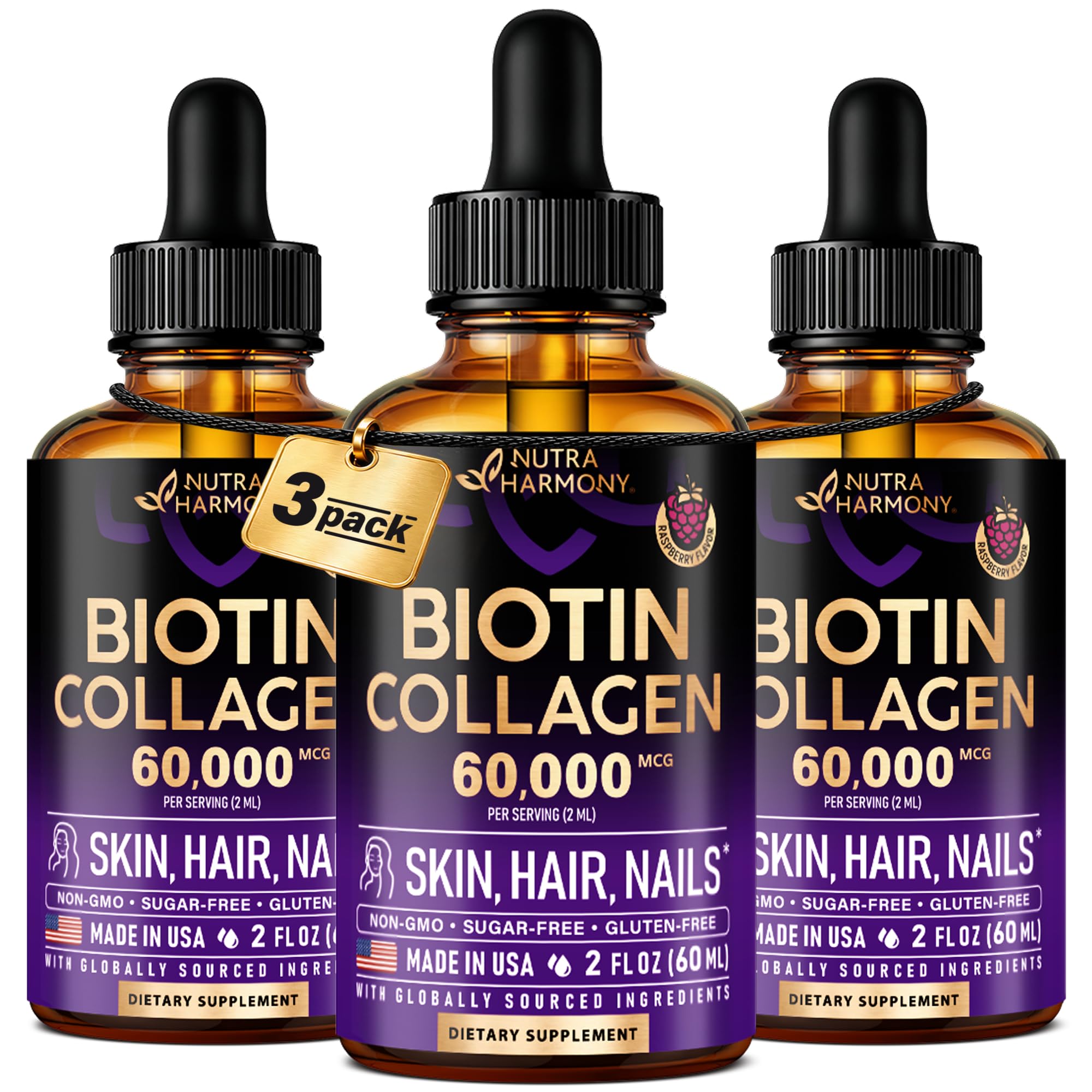 Liquid Biotin & Collagen 60,000mcg - Biotin for Hair Growth Support - 2 Oz — Amazon image 12
