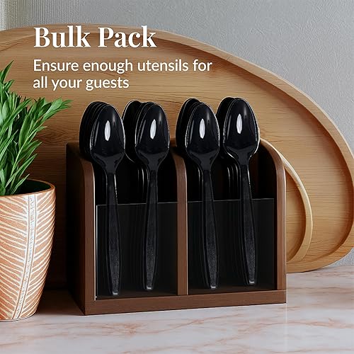 Vista 16 de Prestee 100 cucharas de plástico transparente a granel – Cucharas de plástico desechables duraderas – Cuchara resistente al calor – Paquete de Claro