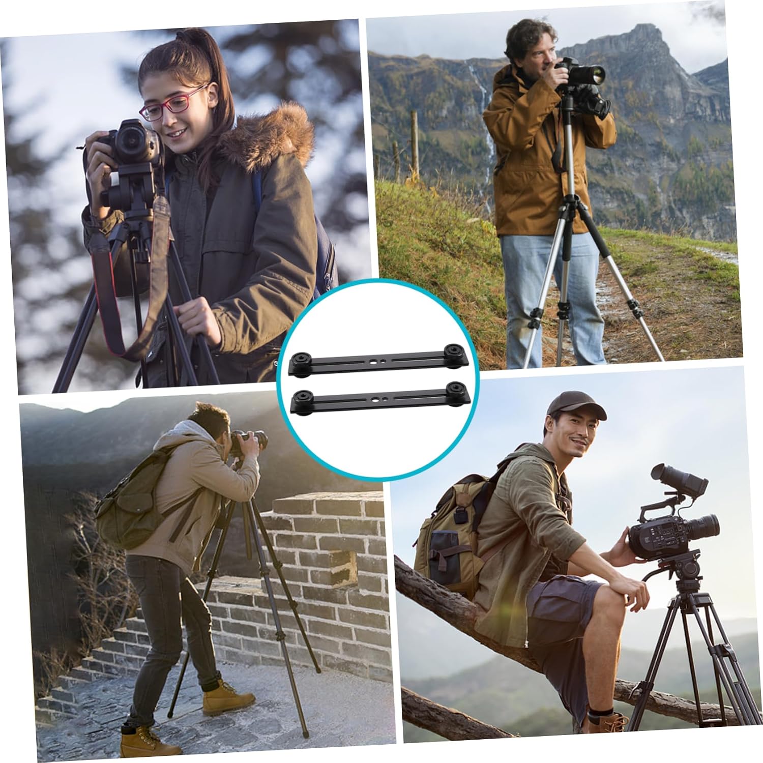 Levemolo 2pcs Height Adjustable Microphone Bar for Camera Double Flash Bracket Heavy Duty Tripod Stand Screw