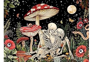 koemhxb Mushroom Paint by Numbers for Adults, Skeleton Mushroom Paint by Numbers for Adults Beginner