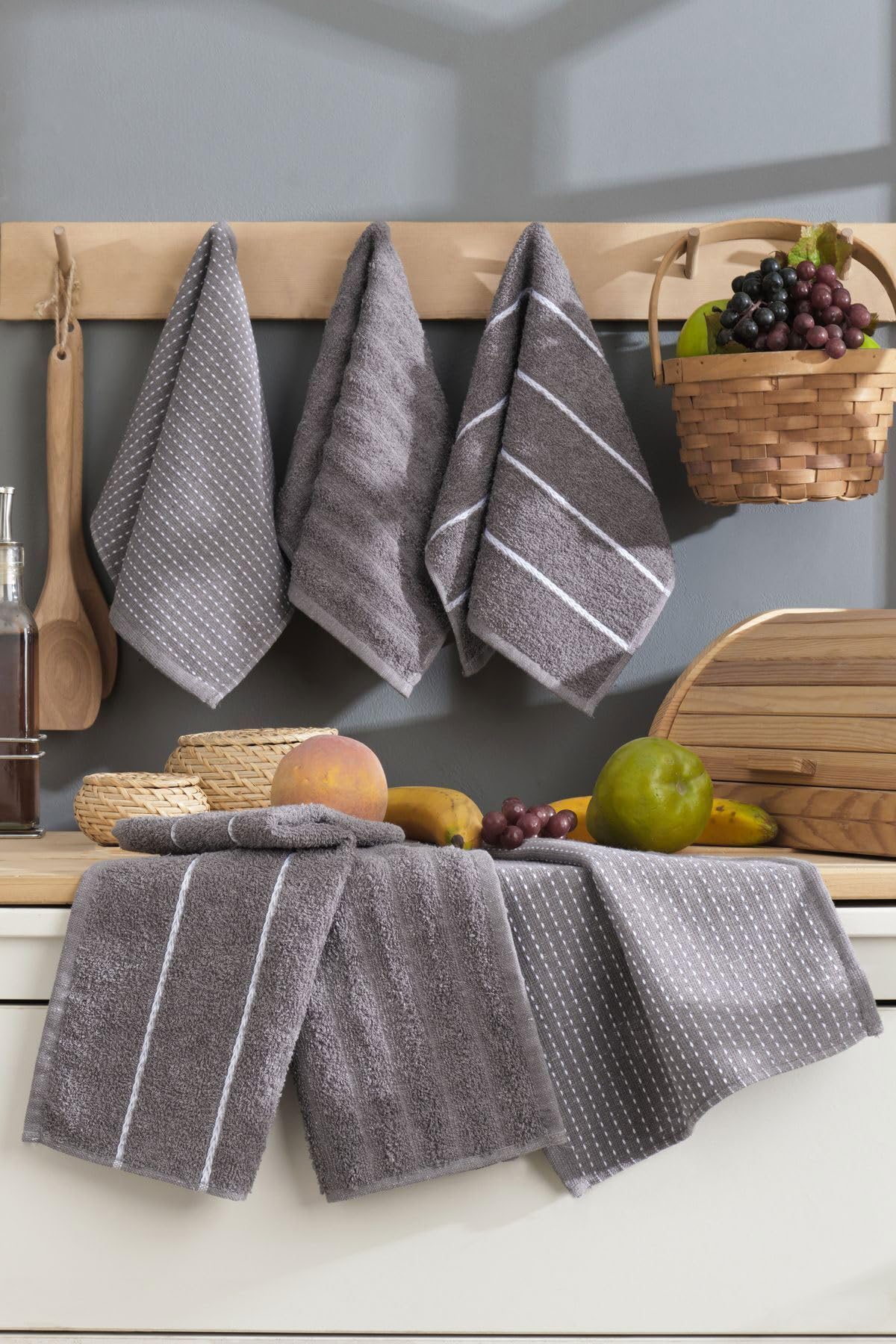 Mira Home 6 lı El Yüz Mutfak Havlusu Seti Sophia 30 X 50 Cm (Antrasit)