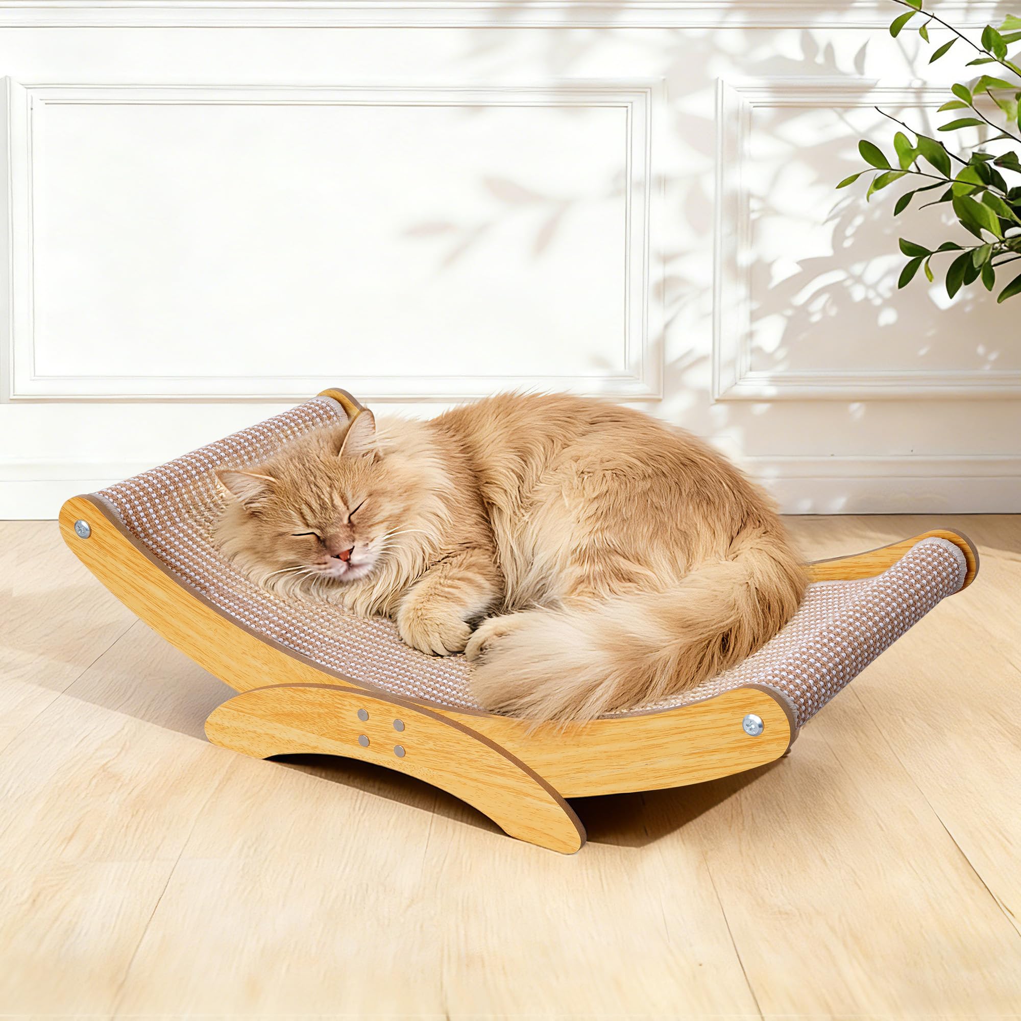Photo 1 of ***MISSING PARTS AND SCREWS*** AROPEME Cat Scratcher Bed for Indoor Cats - 23.6" Large Natural Sisal Cat Scratching Board, Wood Frame Scratch Pad, Modern Cats Lounger/Hammock, Easy Assembly Furniture