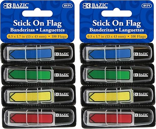 Miniatura 1 de BAZIC - Dispensadores de marcadores de página de neón de 0.5 x 1.7 pulgadas, pestañas de índice de bandera de flecha, notas adhesivas, marcadores de