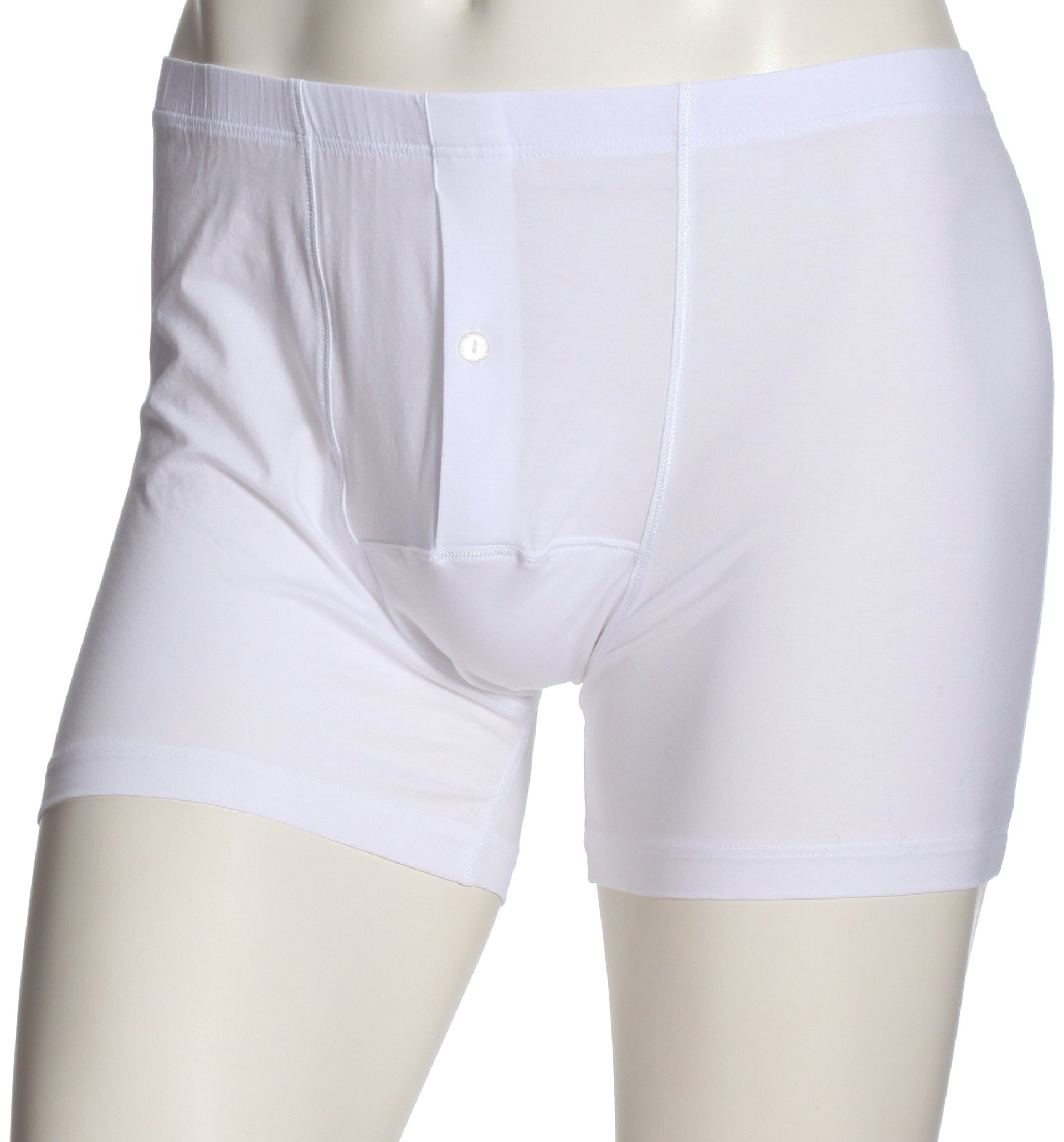 HANRO Mens Cotton Sensation Long Leg Boxer Brief 73063 White X-Large