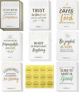 Dessie 56 Pack Inspirational Bible Verse Cards with Envelopes | 8 Unique Scripture Card Designs | Boxed Greeting Card Set with Blessed Stickers And Bonus Self-Reflection E-Journal