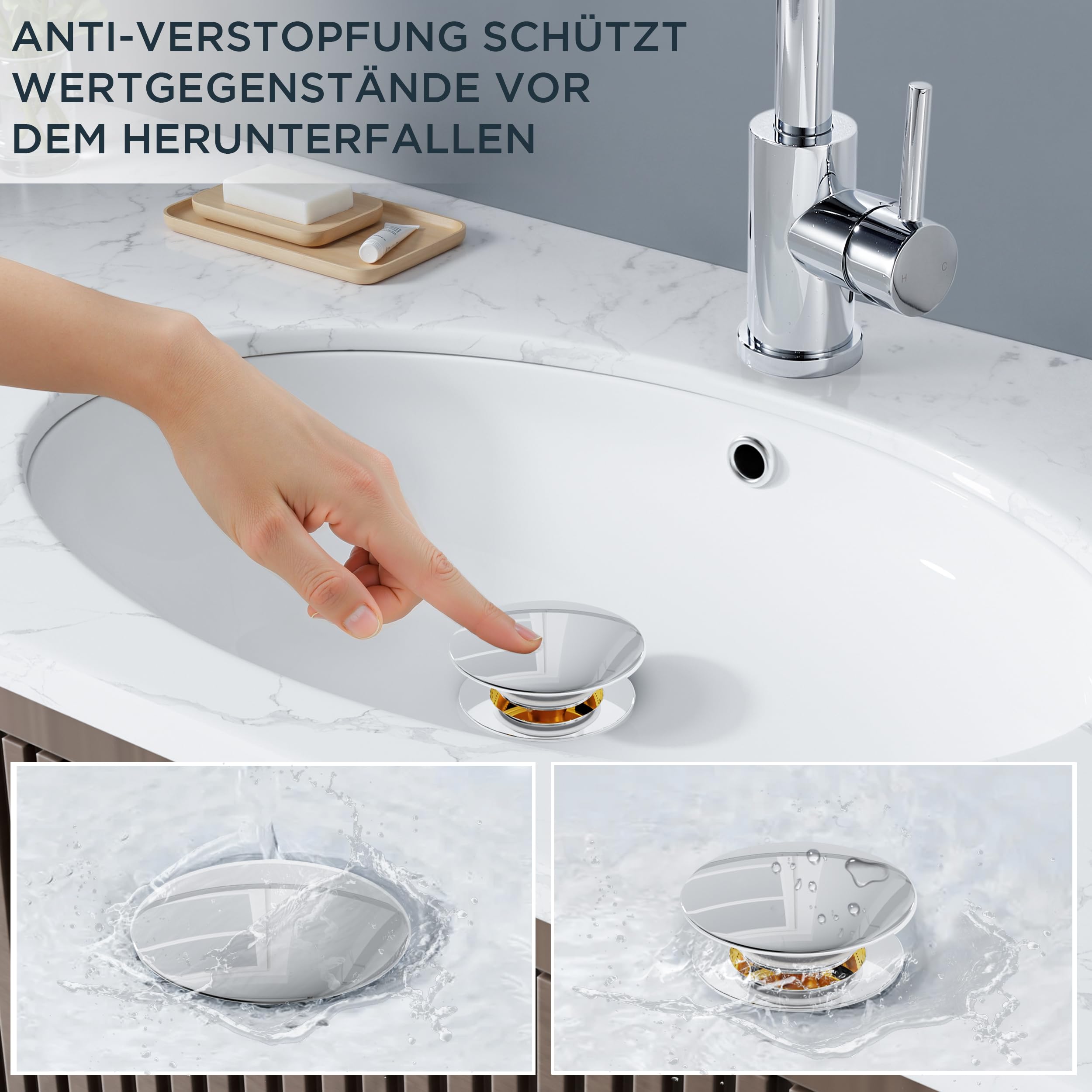 FORIOUS Wasserhahn Bad Hoch 360°Drehbar,Edelstahl Waschtischarmatur Chrom