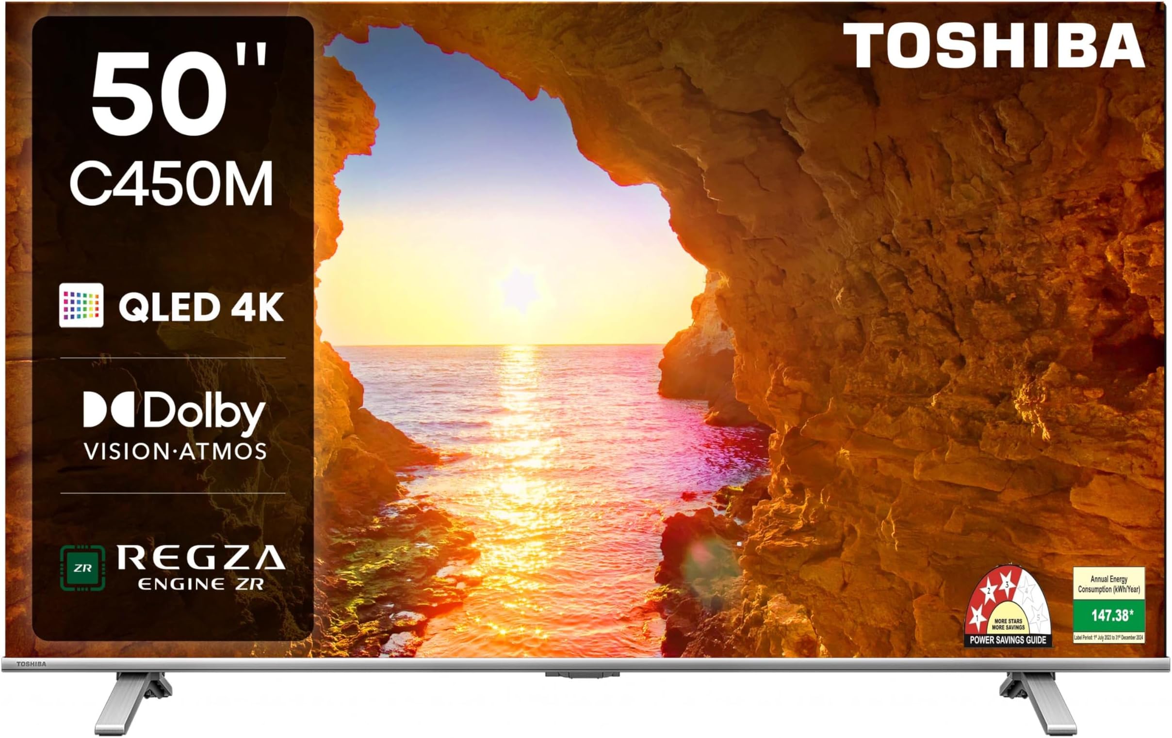 Toshiba 126 cm (50 inches) C450ME Series 4K Ultra HD Smart QLED TV 50C450ME (Silver)