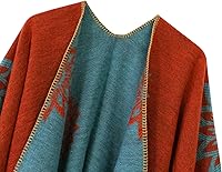 Vista 215 de Urban CoCo Poncho de colores para mujer, chal con frente abierto, color en bloques