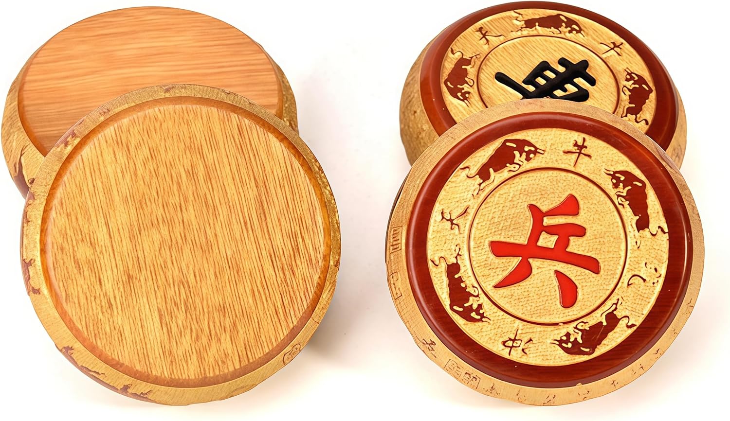 Natural Wood Chinese Chess, Xiangqi Gift Set - Travel Games Sets with Board Games Gift, Xiang Qi Game & Pieces, Chinese Decor & Gifts, Chinese New Year Decor (Small)