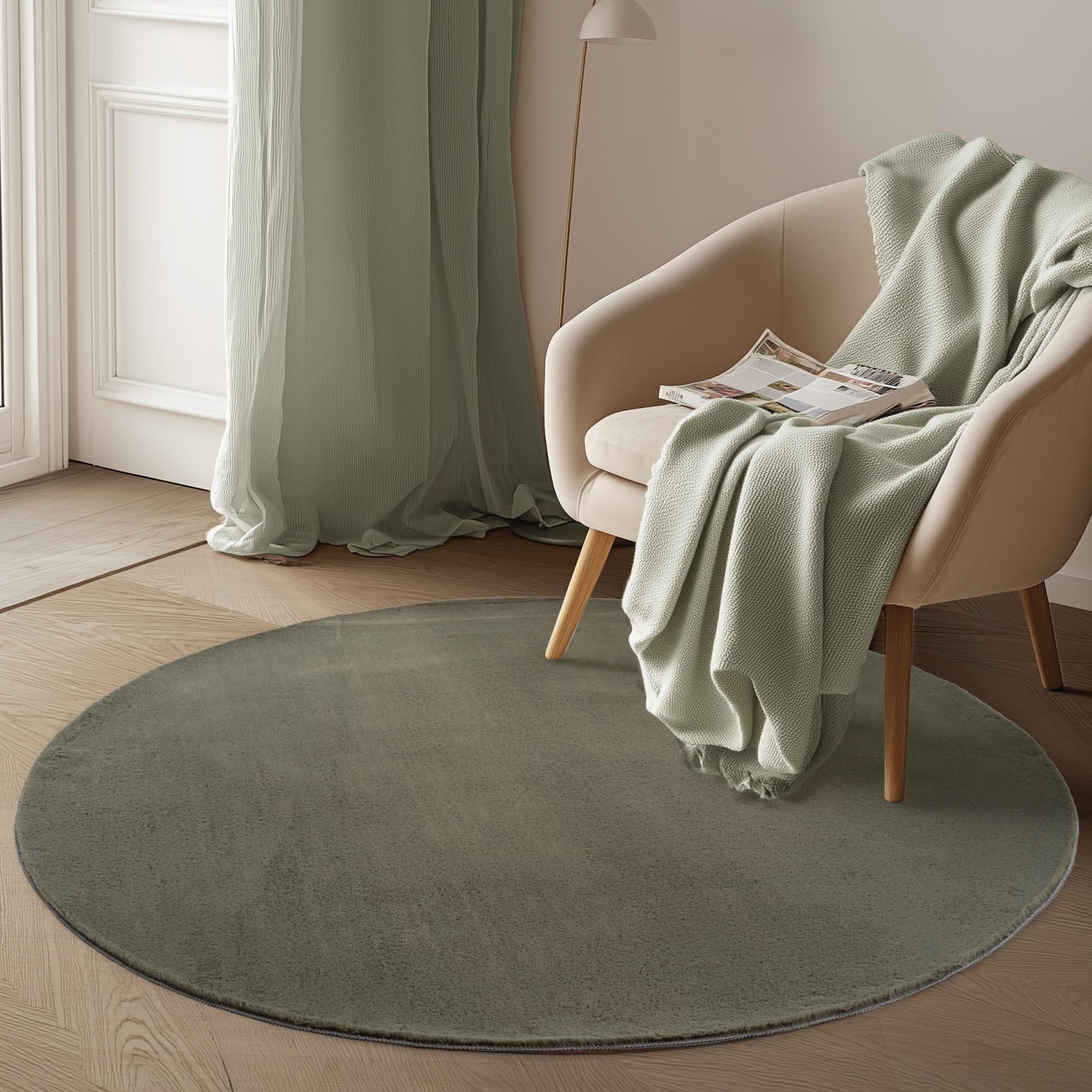 Carpetsale24 Teppich Kurzflor - Rechteckig, Rund & Läufer, waschbarer Rutschfester Teppich, weich, modernes einfarbiges Design für Wohnzimmer, Schlafzimmer, Küche & Kinderzimmer.