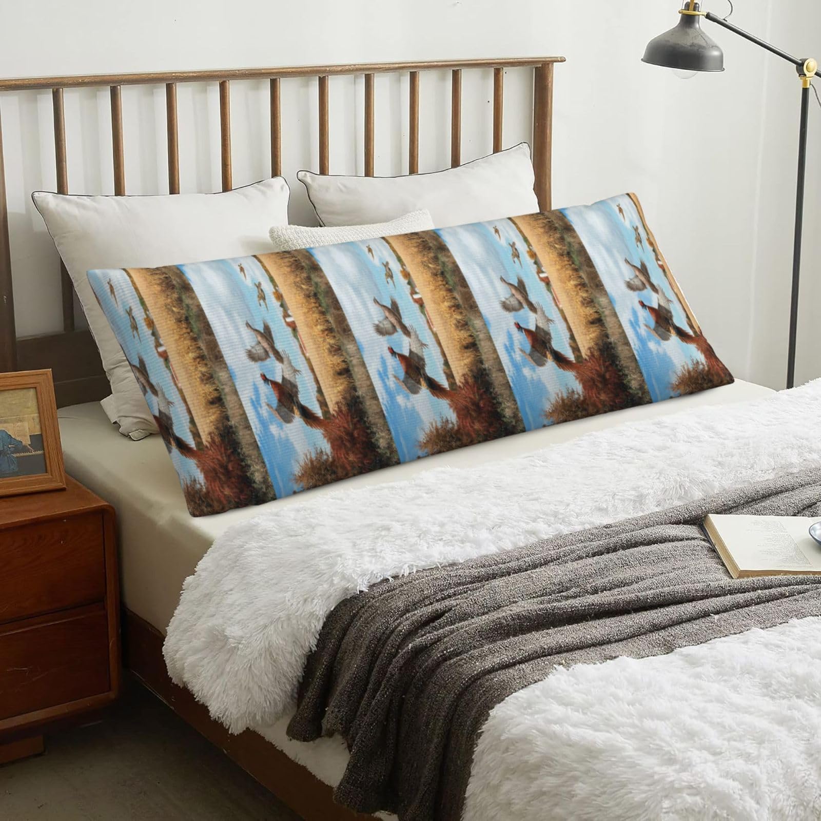 Duck Hunting Animal, Body Pillow Cover with Zipper,Long Body Pillowcase 20 x 60 in