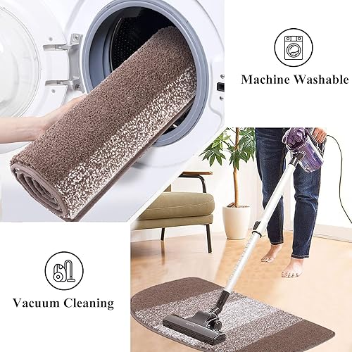 Miniatura 7 de Vaukki Tapete para puerta de entrada, antideslizante, absorbente, atrapador de barro, tapetes interiores de perfil bajo, suaves, lavables a máquina,