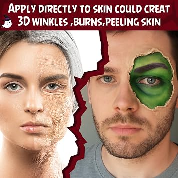 Halloween Liquid Latex SFX Makeup(2 fl oz) Fake Skin & Wounds for Zombie, Clown, Vampire Costume, Cosplay, Special Effects Scars, Cuts Make Up for Face and Body, Fast-Dry, Non-Toxic, (Clear)