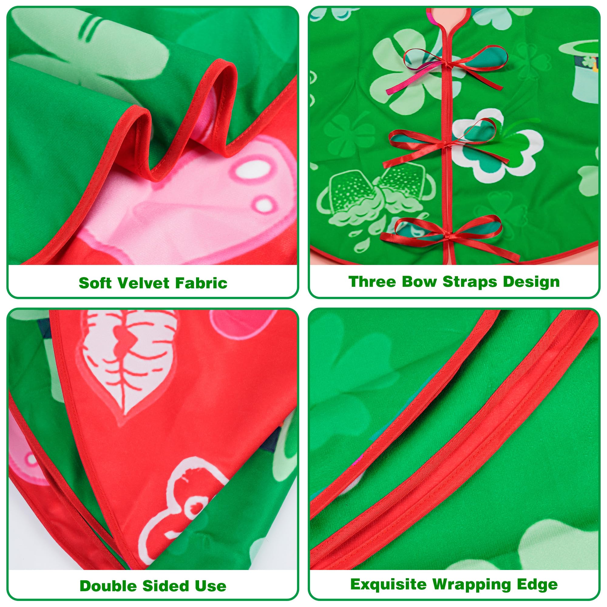 Gonna Per Albero Reversibile 91 Cm - San Valentino E San Patrizio - Cuori E Quadrifoglio - Morbido Velluto