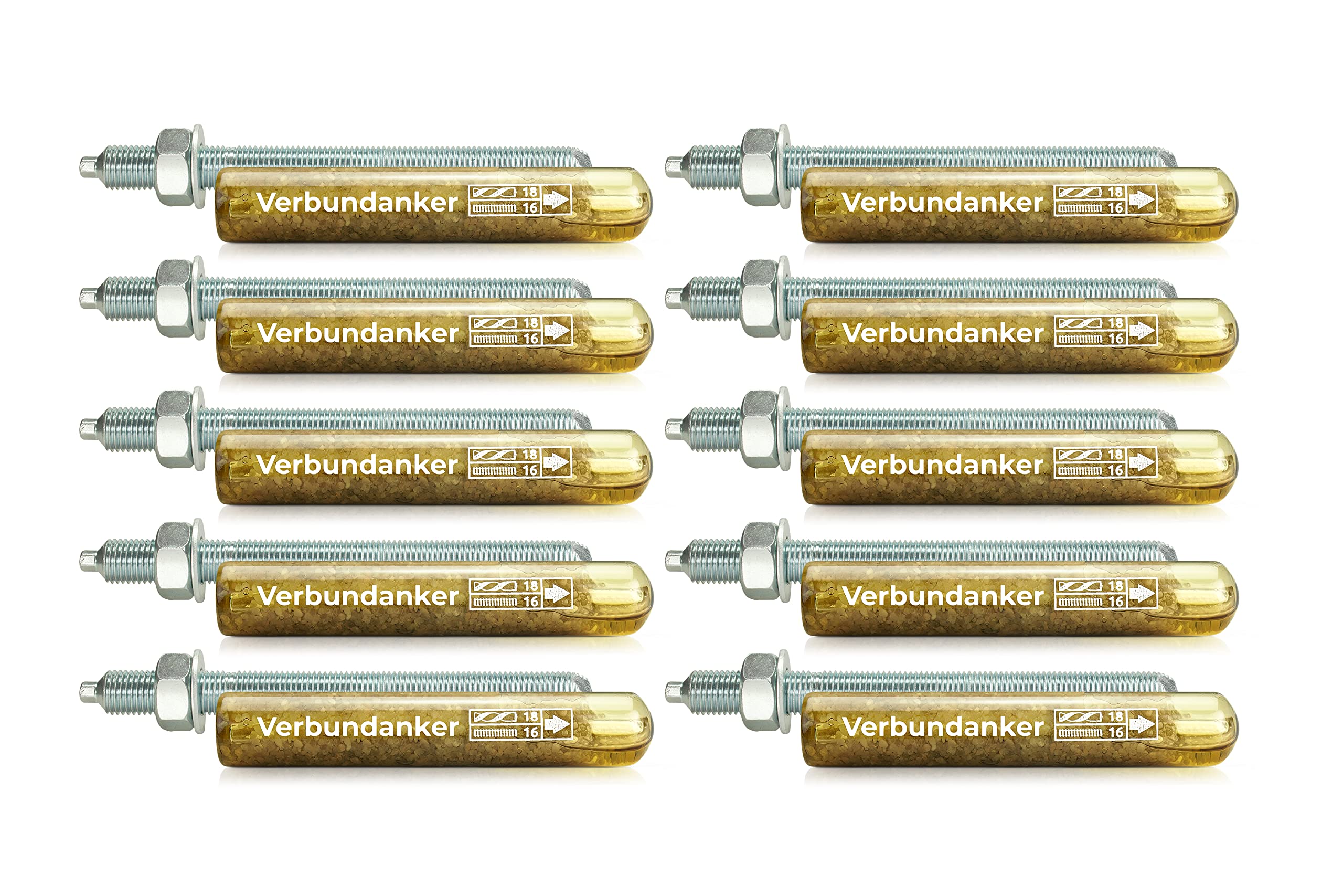 Isolbau Lot de 10 ancrages composites sans styrène V16 + barre d'ancrage galvanisées M16 x 190 - Homologation ETA/ETAG