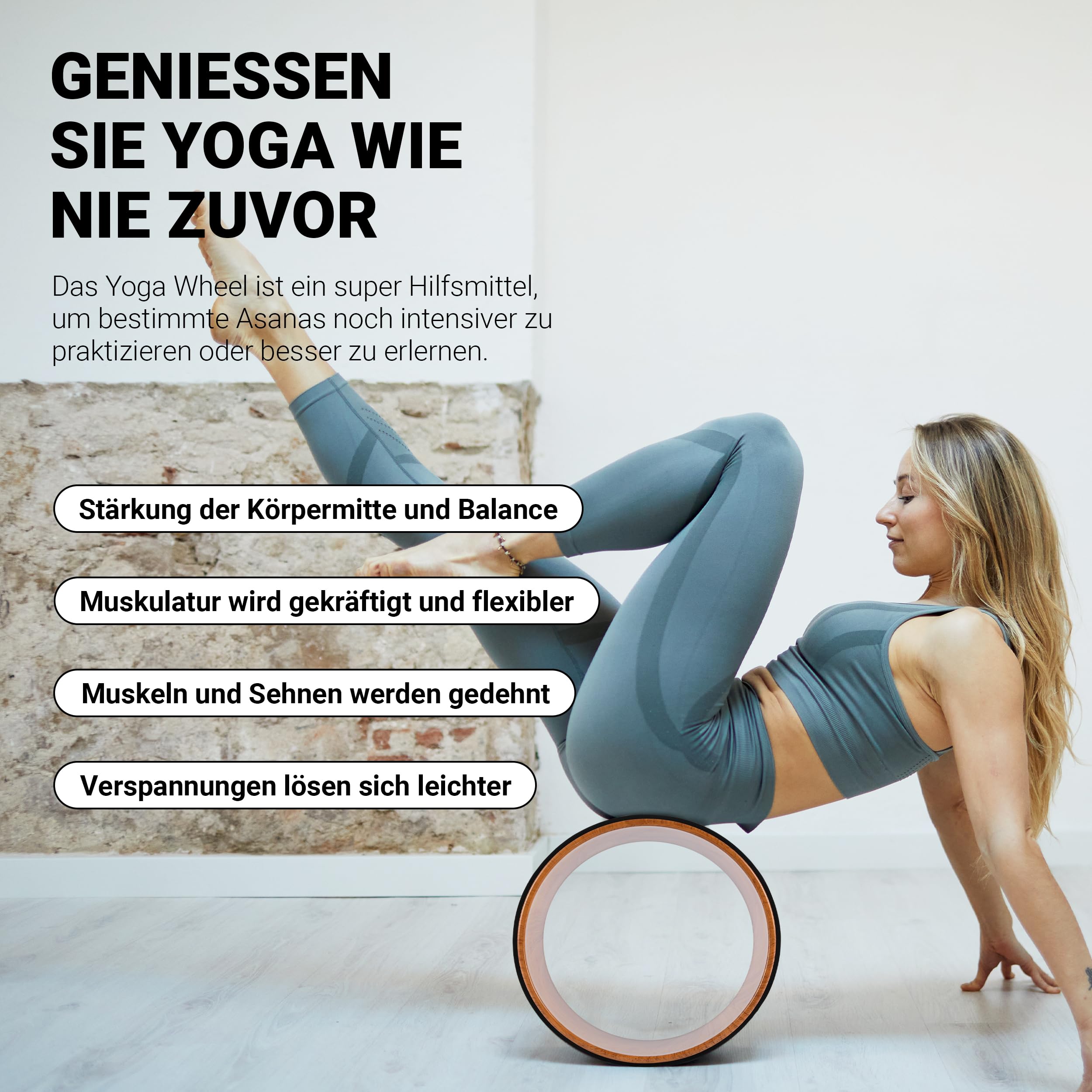 Yoga Wheel – Premium – Strumento per Esercizi di Yoga, sughero, routa yoga