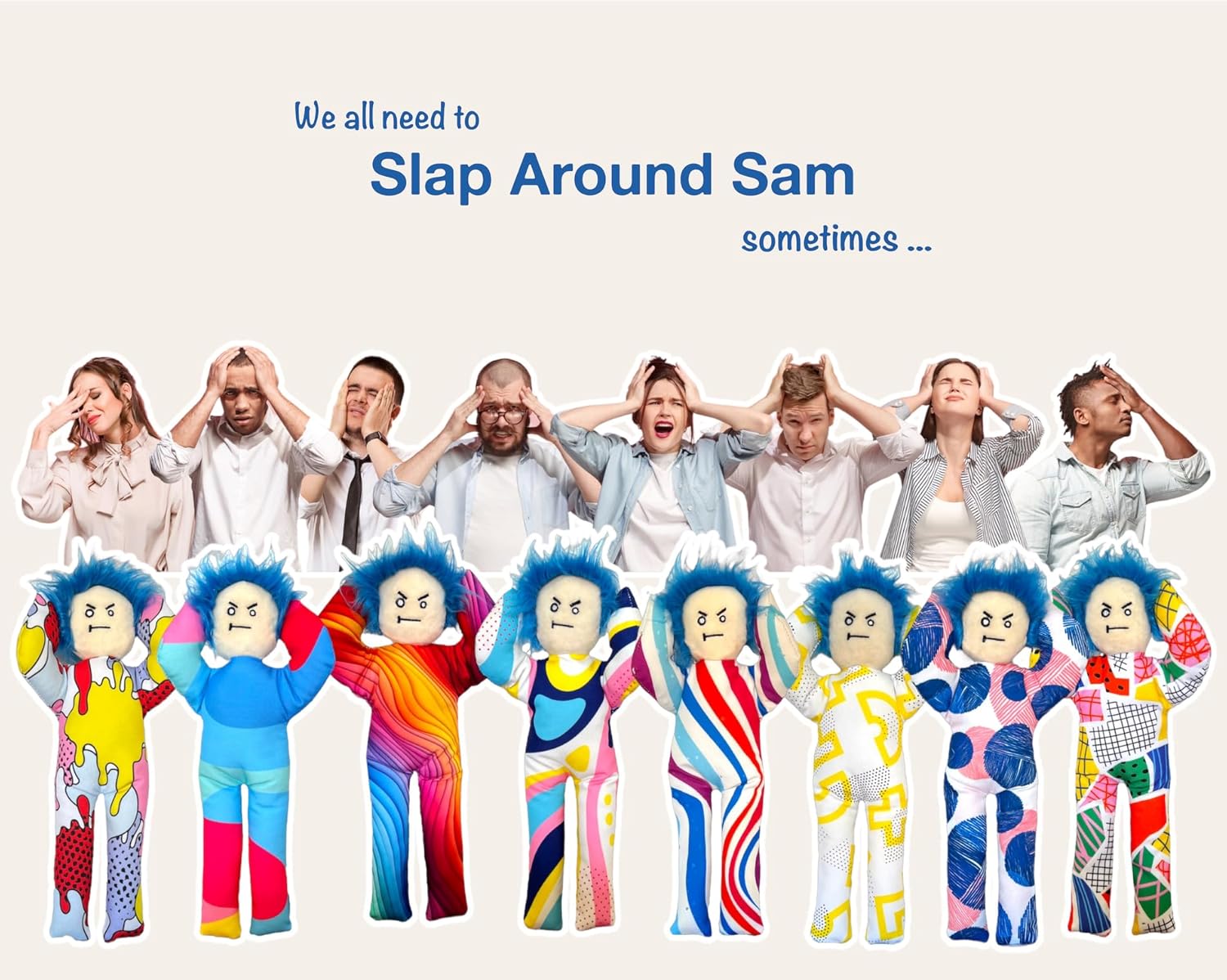 Funny Gag Gift - Stress Relief - Slap Around Sam Doll - for Friends, Co-Worker, Men, Women, Husband, Wife, Girlfriend, Boyfriend (Blocky Chic)