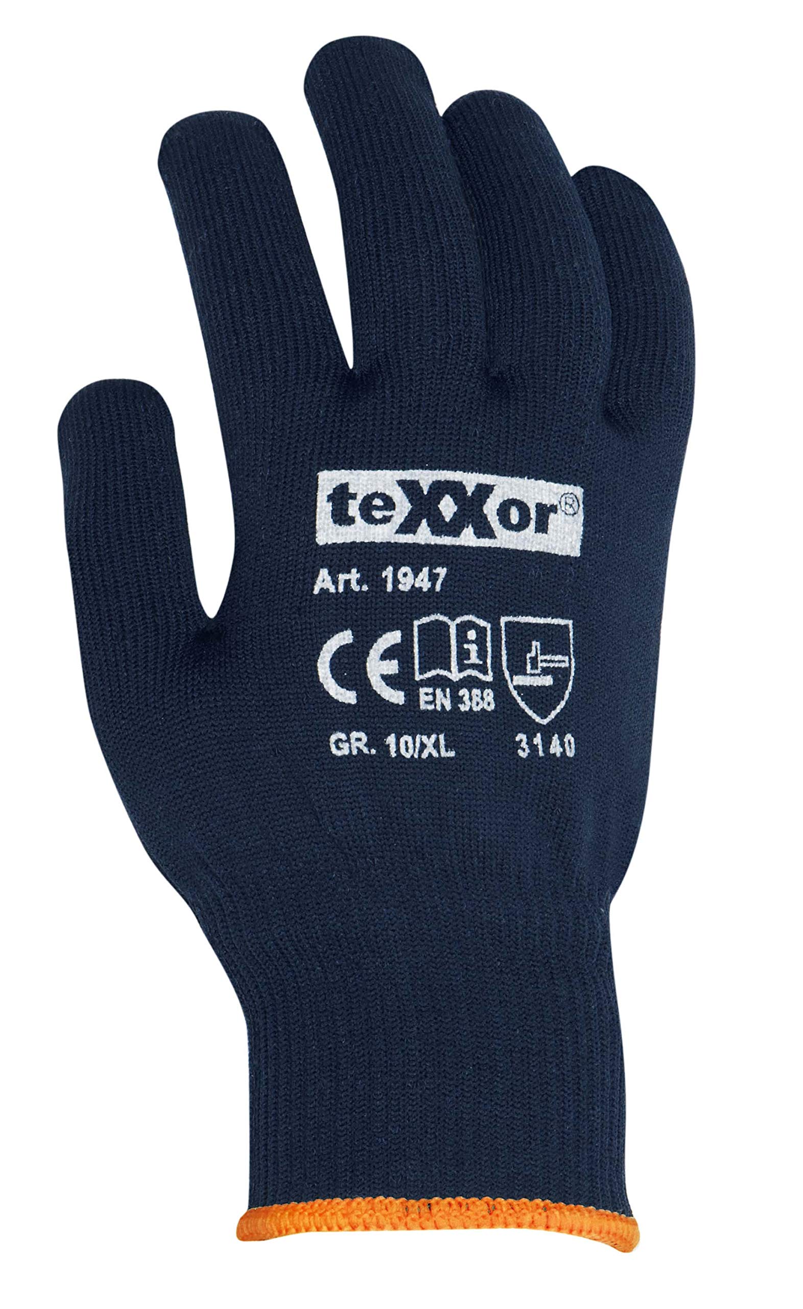 (240 Paar) teXXor Handschuhe Feinstrickhandschuhe Baumwolle/Nylon 240 x blau/rote Noppen 11