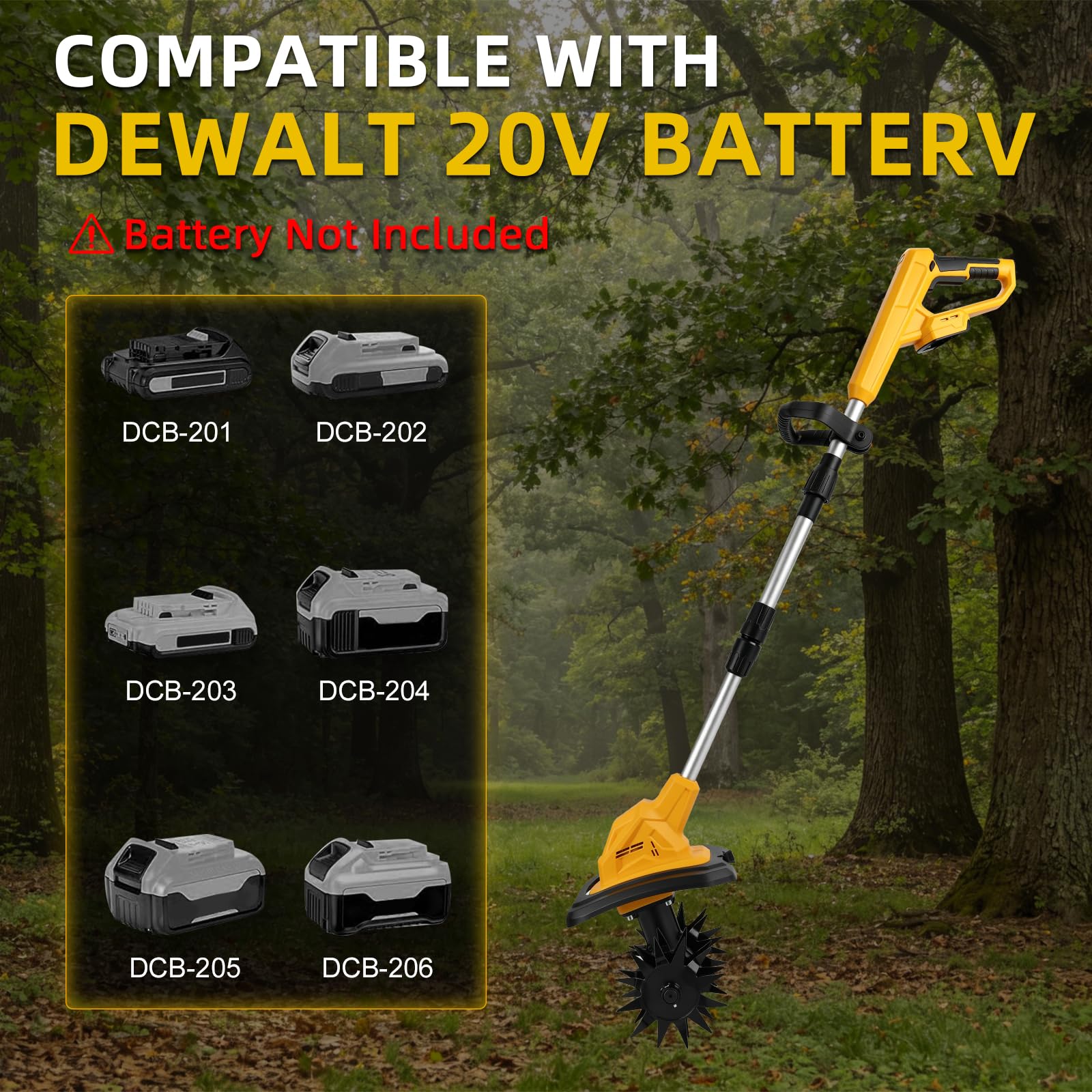 Akumulatorowa glebogryzarka kompatybilna z akumulatorem Dewalt 20 V, składana frezarka ogrodowa o szerokości roboczej 22 cm, głębokość robocza 17 cm, bezszczotkowa, elektryczna glebogryzarka do małych