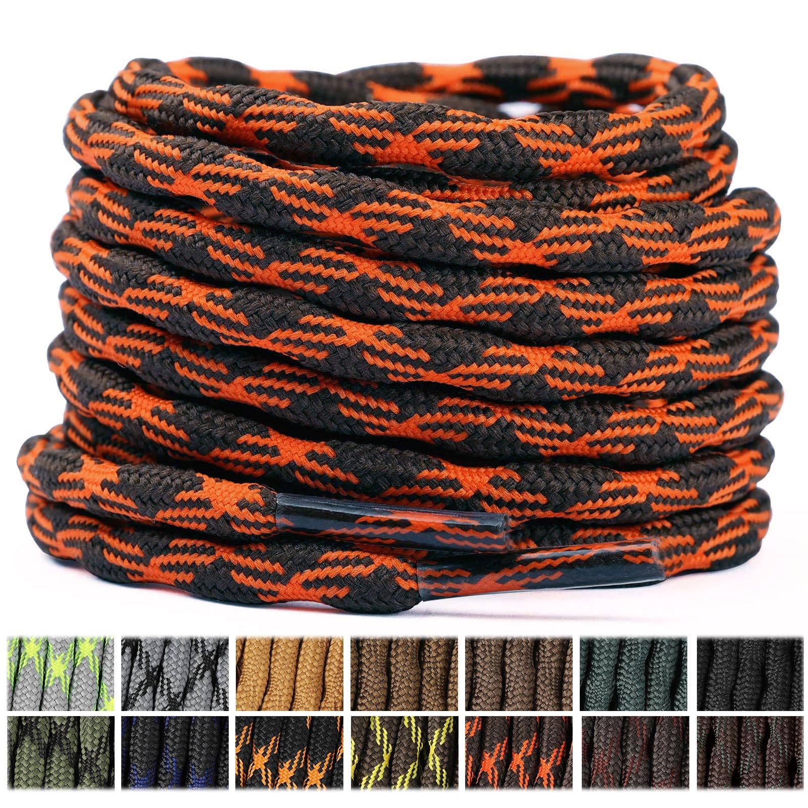 Stepace 2 Pares Cordones Redondos 4,5mm para Botas de Senderismo, Montaña y Trabajo, Cordones de Nylon Resistentes para Trekking