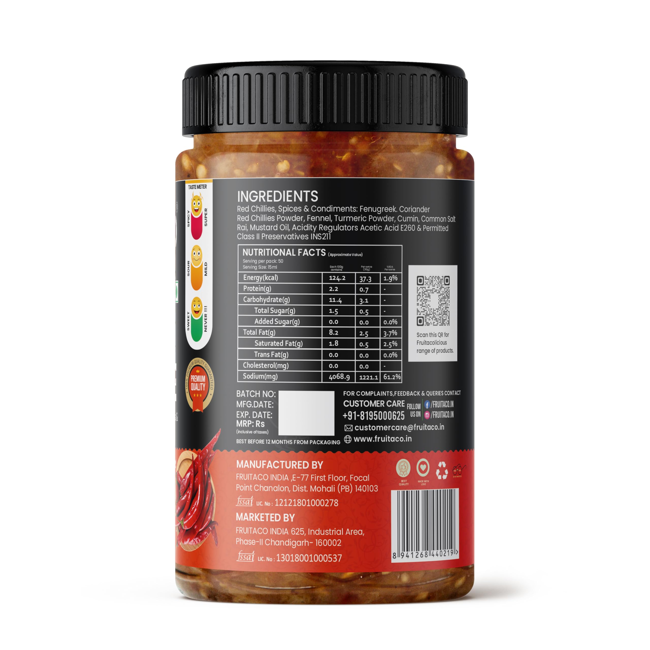 Fruitaco Stuffed Red Chilli Pickle – Authentic Indian Pickle with Tangy and Spicy Flavor | Perfect Side for Meal (1 Kg, Stuffed Red Chilli Pickle) - Image 6 thumbnail