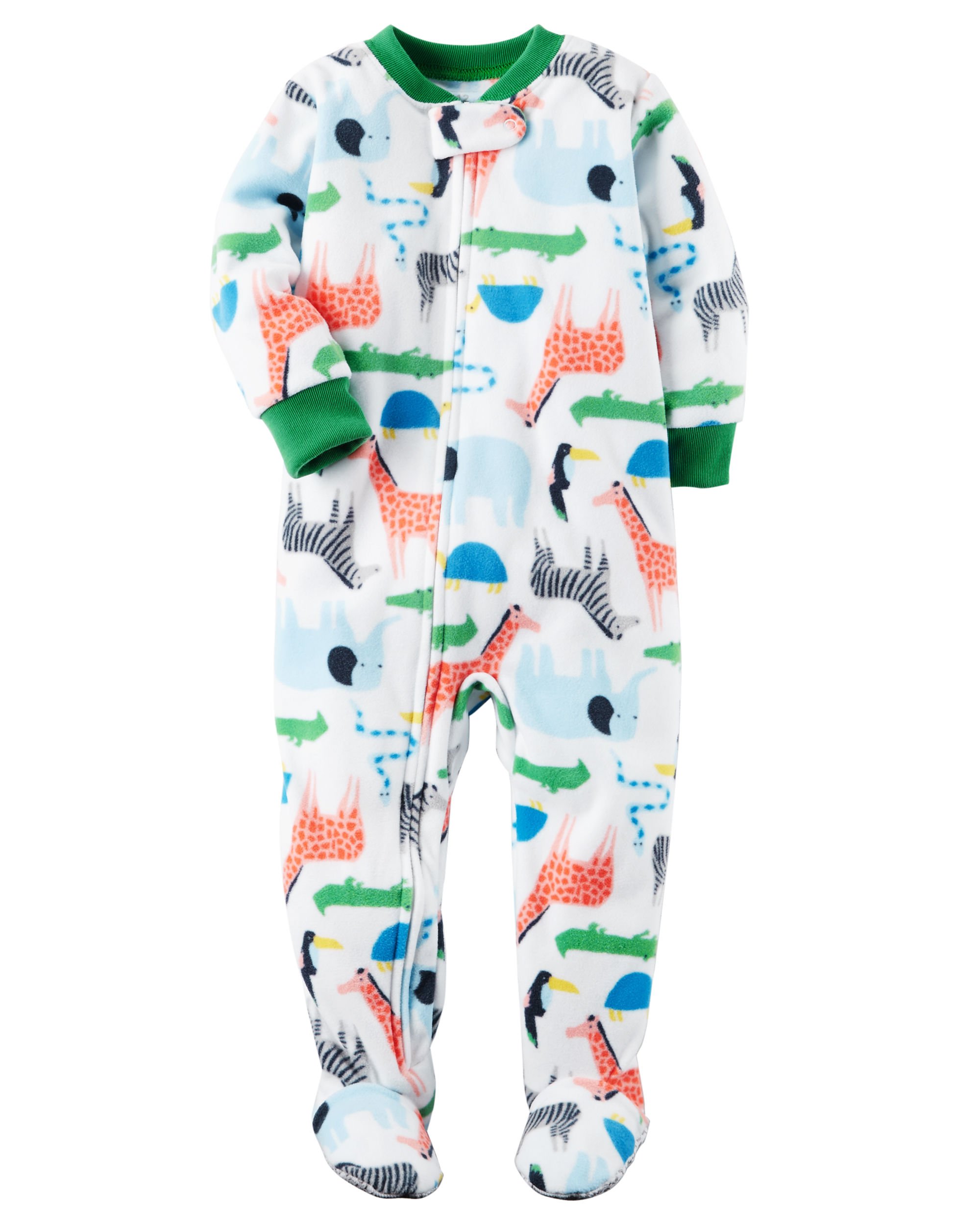 Carter's Boys 2T-4T One Piece Animal Print Fleece PJs 4T