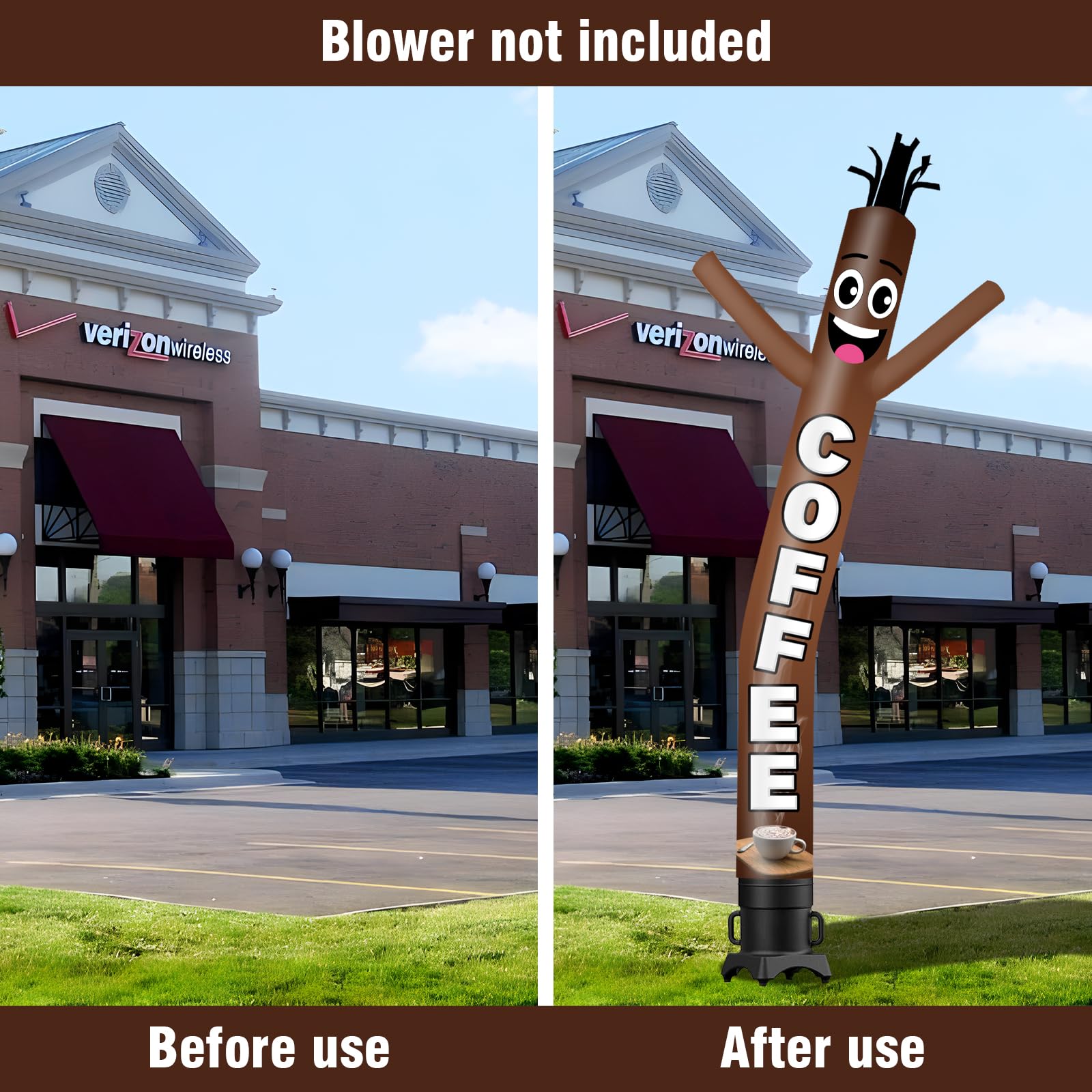3.0 m tall inflatable tube man wacky air dancer coffee Wacky Wave Dancer (diameter 30.5 cm) for outdoor decoration advertising commercial business events (blower not included)