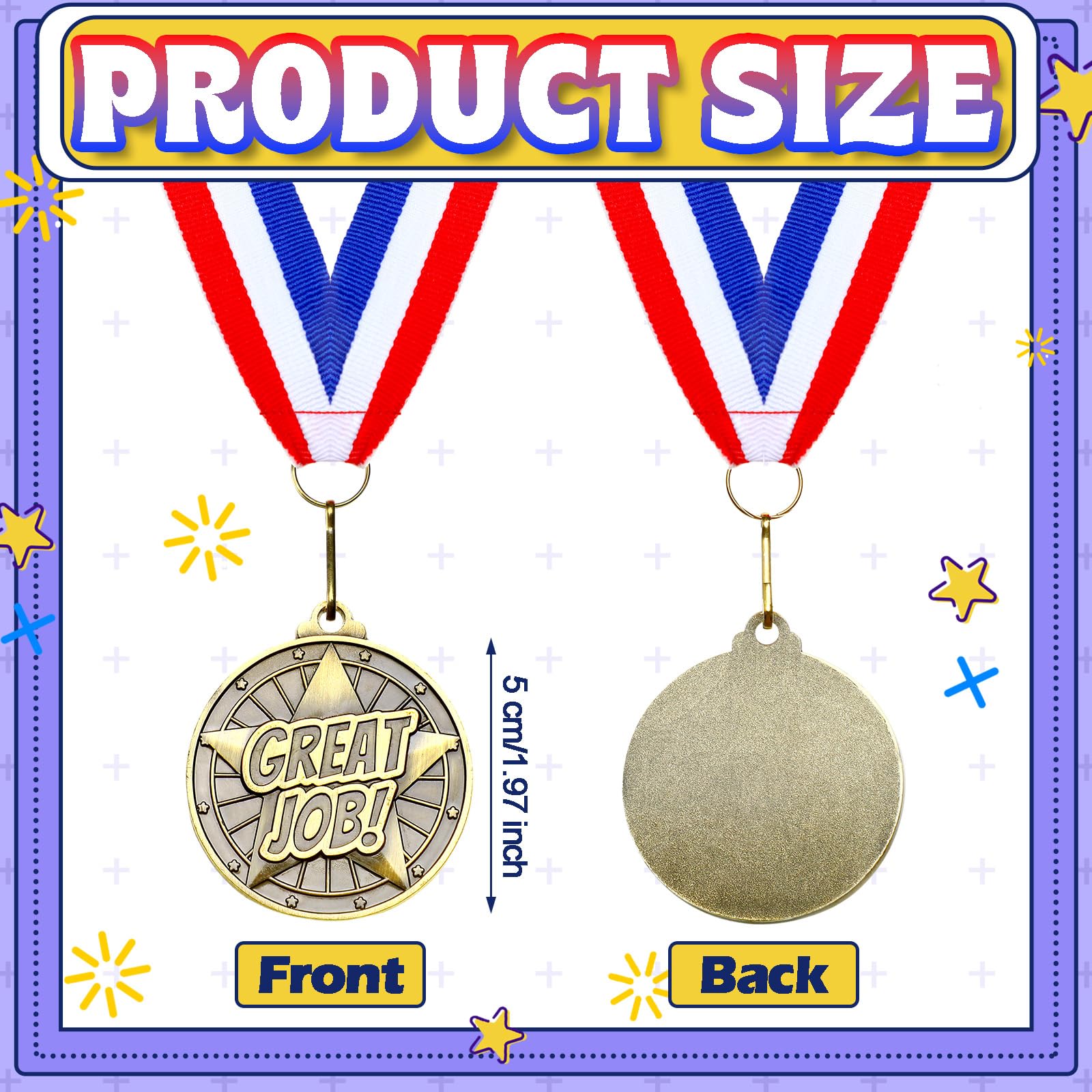 Quelay 30 Pcs 2'' Gold Medals for Awards,Winner Encourage Team Participation for Kids Adults Trophy Award Prize Gift Competitions Graduation Party(Great Job)