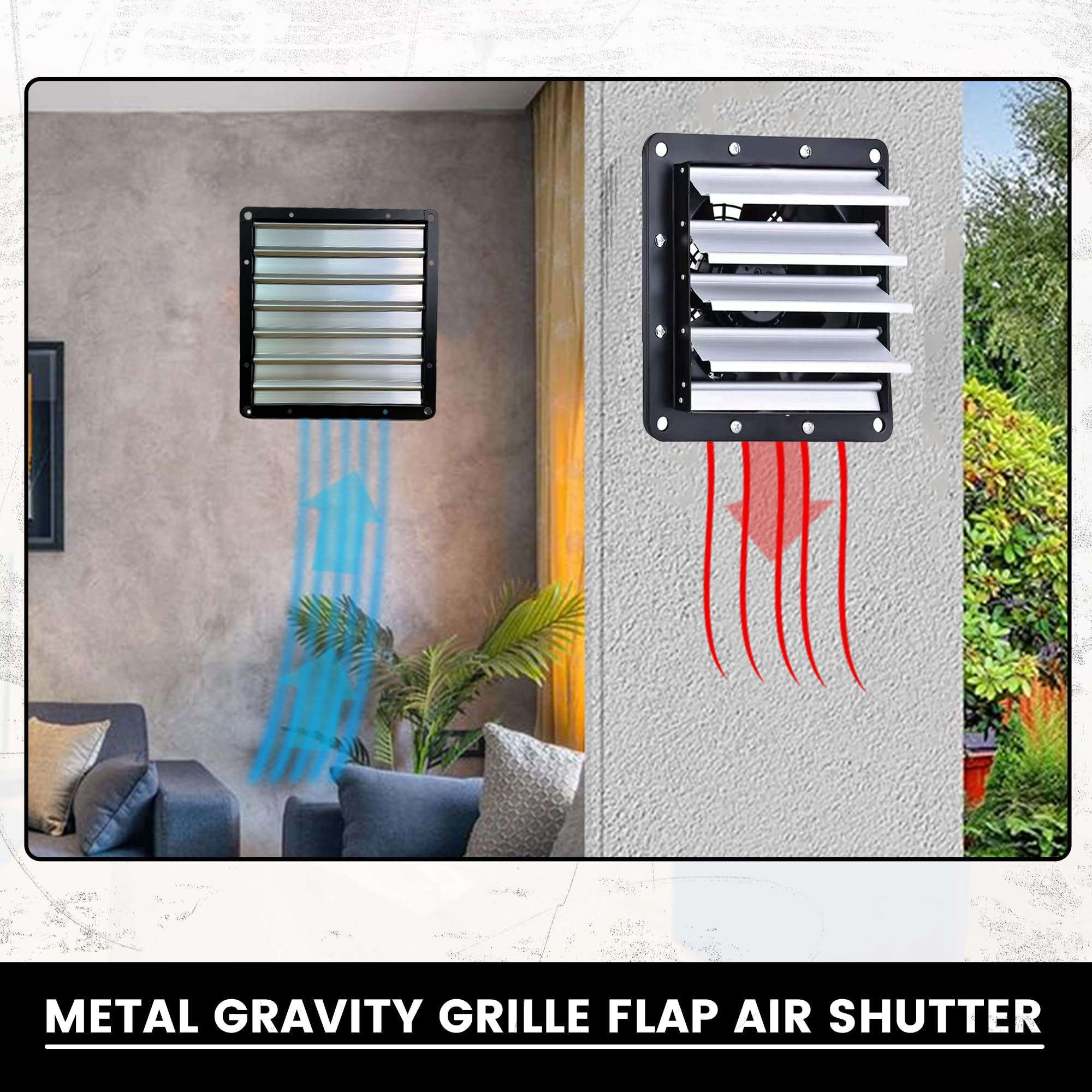 Griglia a gravità in metallo per ventilatori industriali commerciali (470 mm x 470 mm)