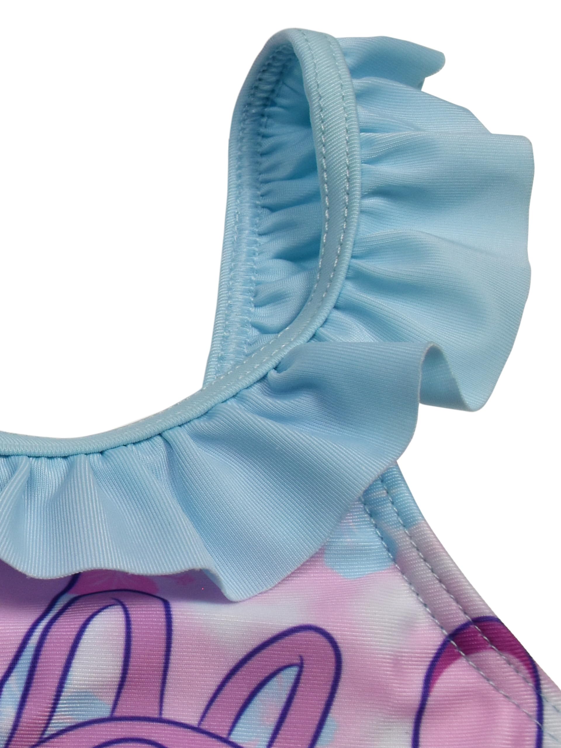 Disney Lilo & Stitch Bikini con volant e fiocchi per ragazze – Costume da bagno in due pezzi, rosa/blu
