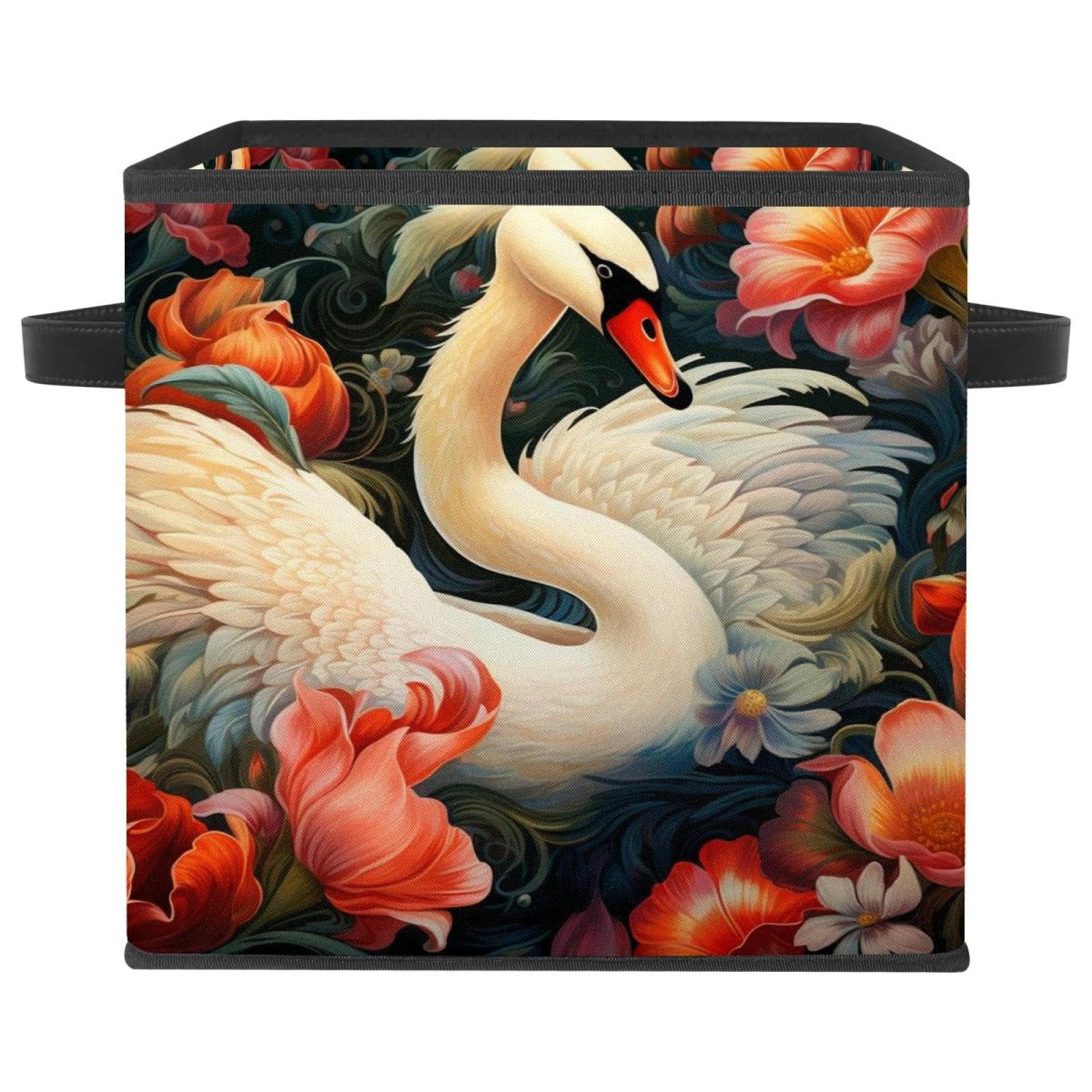 Boîte de rangement cygne blanc pour organiser les vêtements de la chambre d'enfant