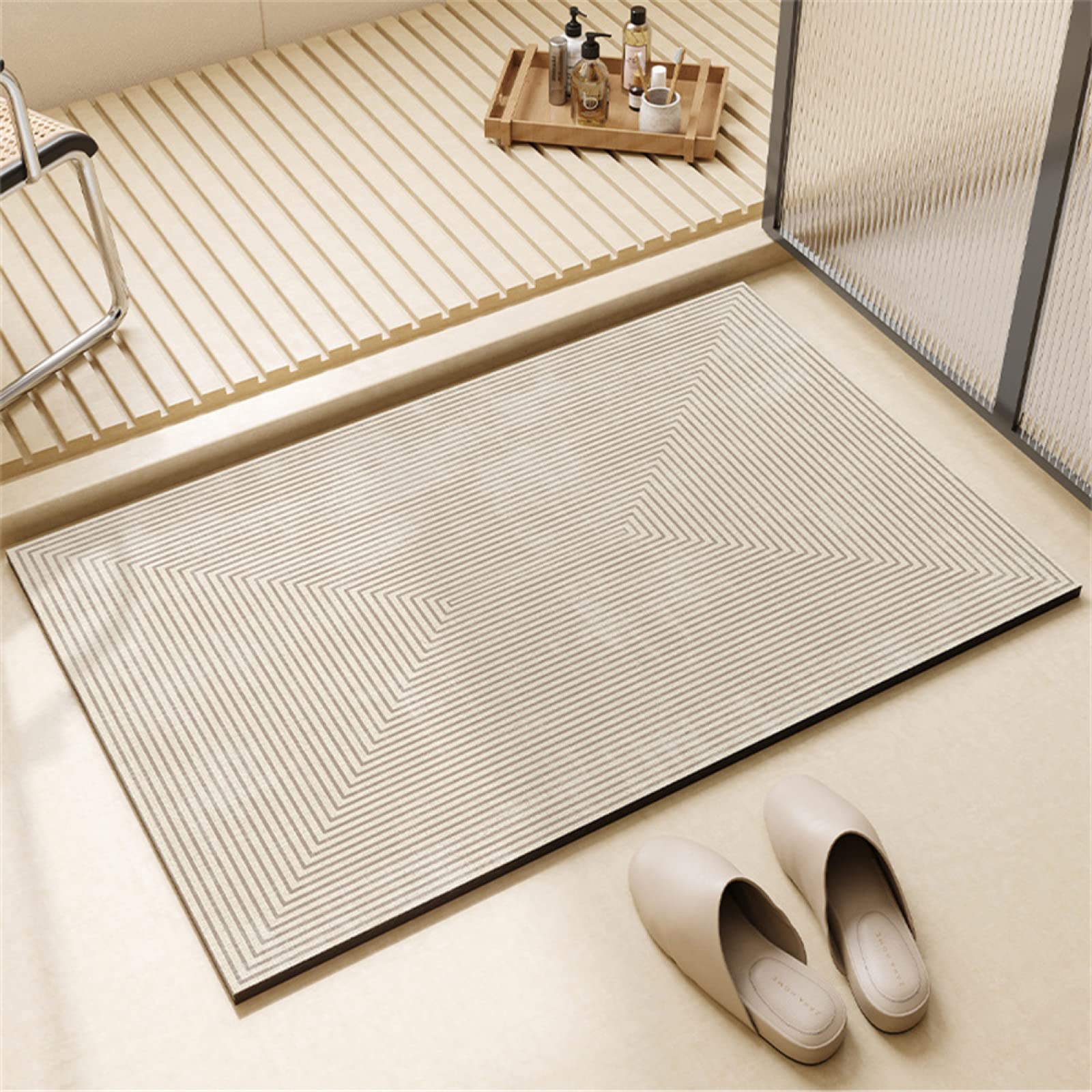 Alfombra de baño antideslizante, lavable, 90 x 120 cm, color gris, alfombra de ducha antideslizante suave y para decoración del hogar