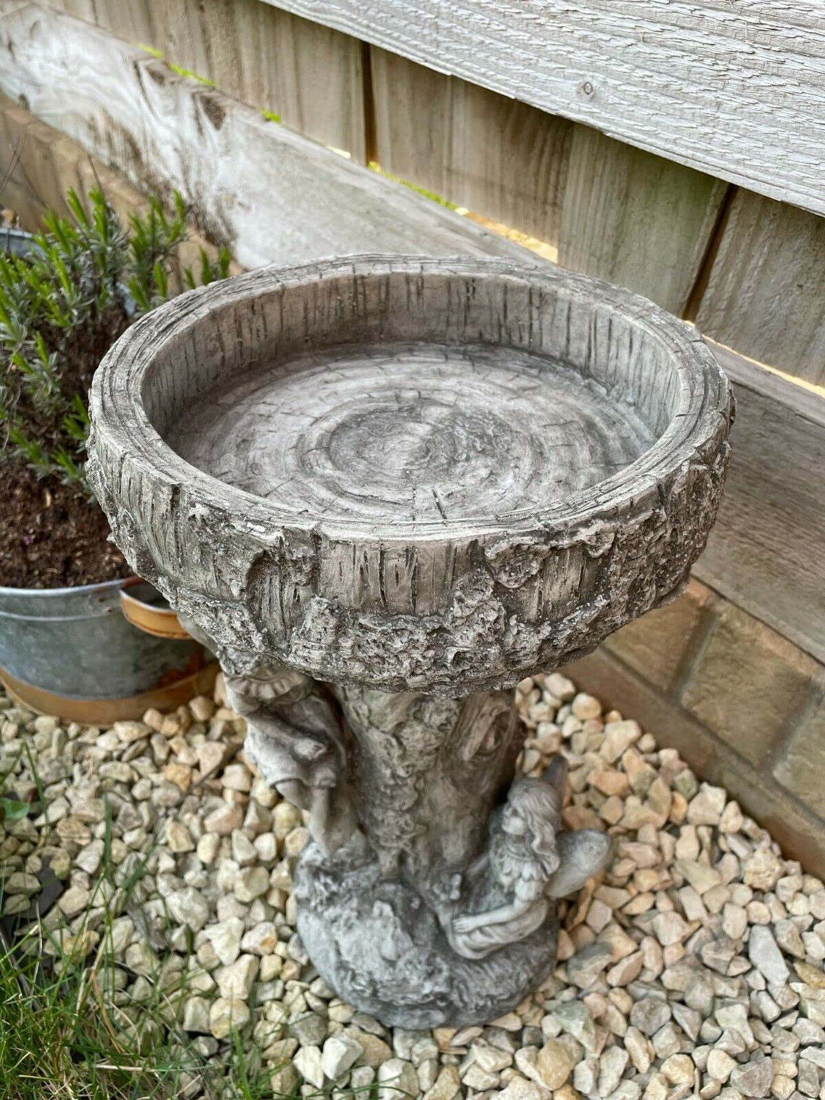 Statua in pietra da bagno con uccello fata | ornamento da giardino vintage per esterni