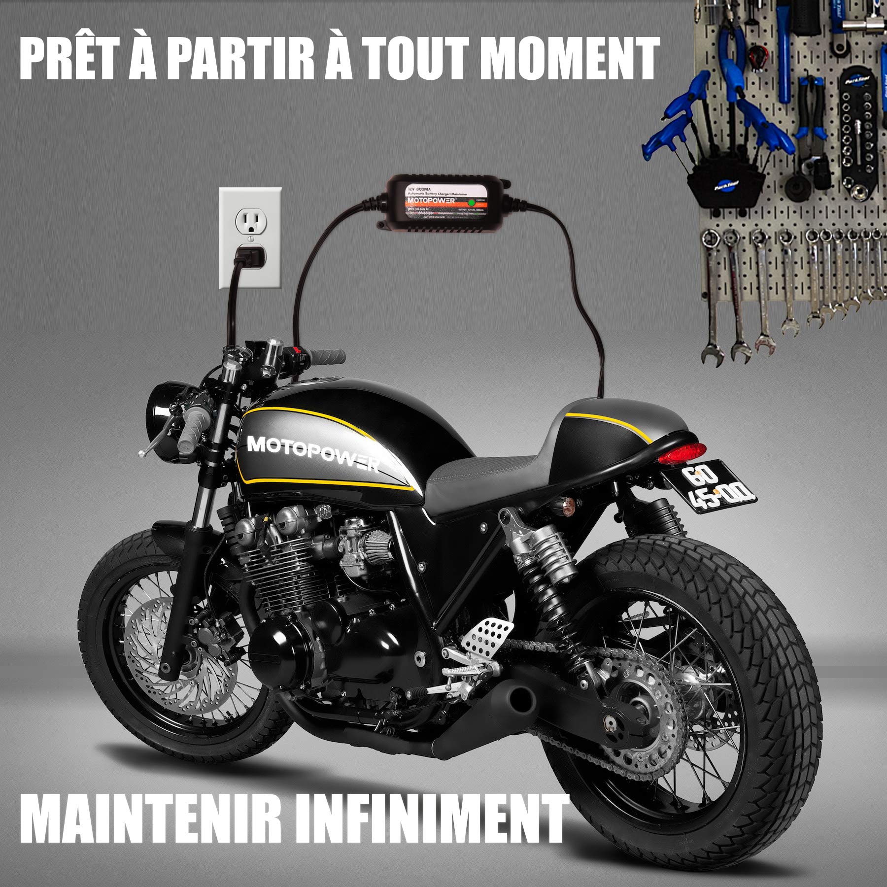 MOTOPOWER MP00205C 12 V 800 mA automatyczna ładowarka / urządzenie do samochodów, motocykli, quadów, samochodów kempingowych, sportów motorowych, łodzi i wielu innych. Inteligentna, kompaktowa i
