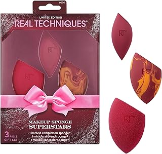 Makeup Sponge Superstars Gift Set, 3 Piece Holiday Set with Travel Case, Blending Sponges for Foundation, Concealer & Powder, Christmas Gift, Cruelty-Free & Vegan