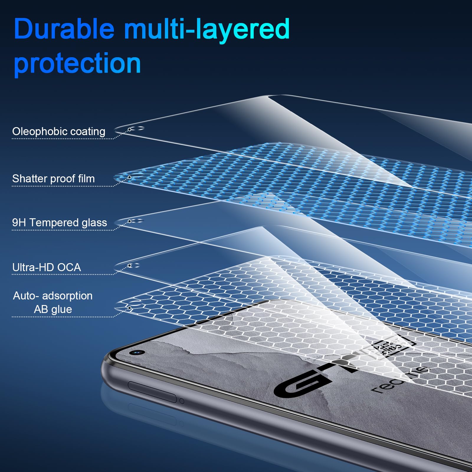 Widrt 3 Pezzi, Vetro Temperato per Realme GT 5G, Pellicola Prottetiva Anti Graffio, Anti-Impronte, Senza Bolle, Durezza 9H, Ultra Trasparente, Ultra Resistente, Pellicola proteggi schermo