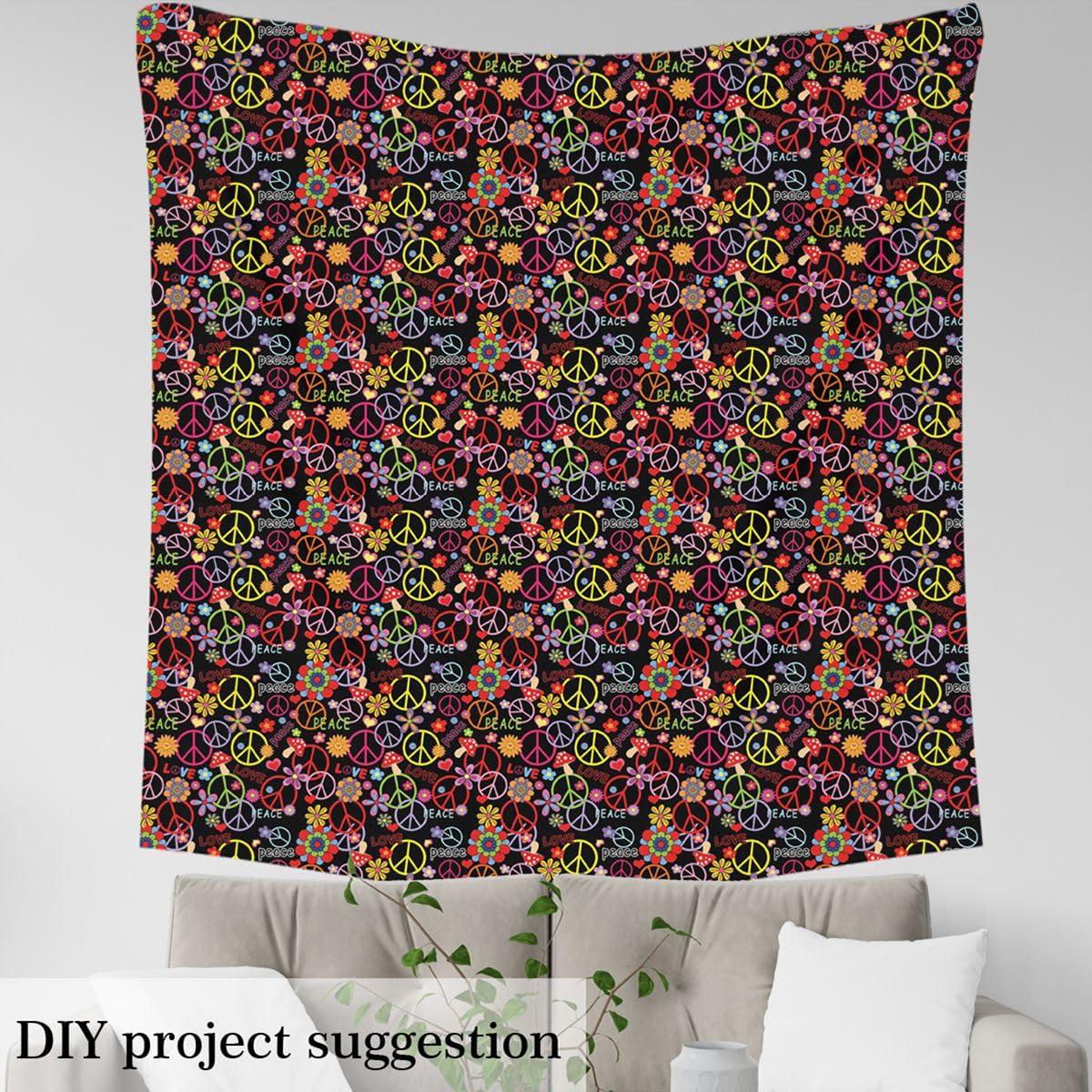 Amazon.com: 70S Groovy Flower Upholstery Fabric, Exotic Peace Sign