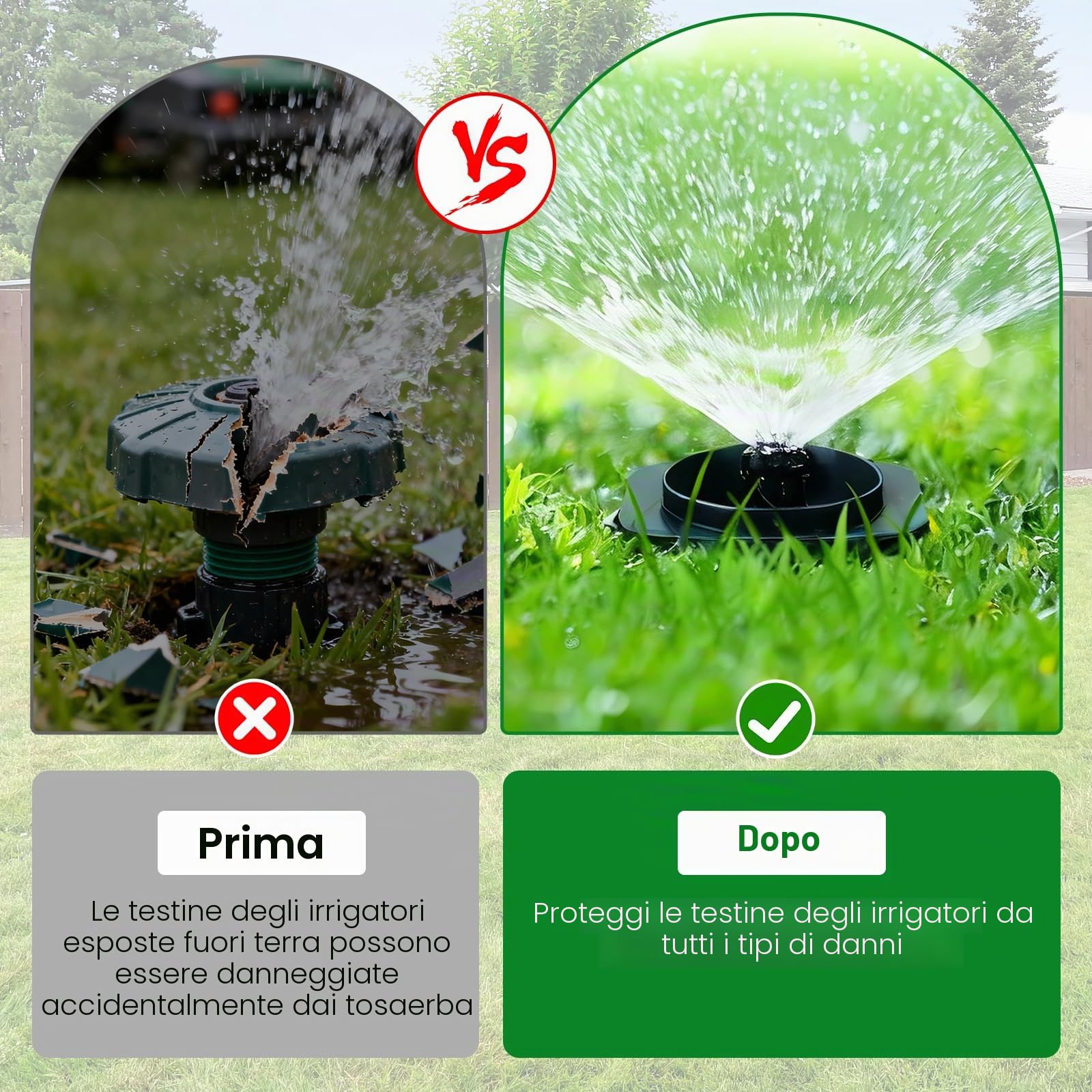 12 confezioni di protezioni per testa spruzzatore - Protezioni per testa spruzzatore per prato, protezioni a ciambella in plastica per proteggere gli spruzzatori dai danni (12, Nero)