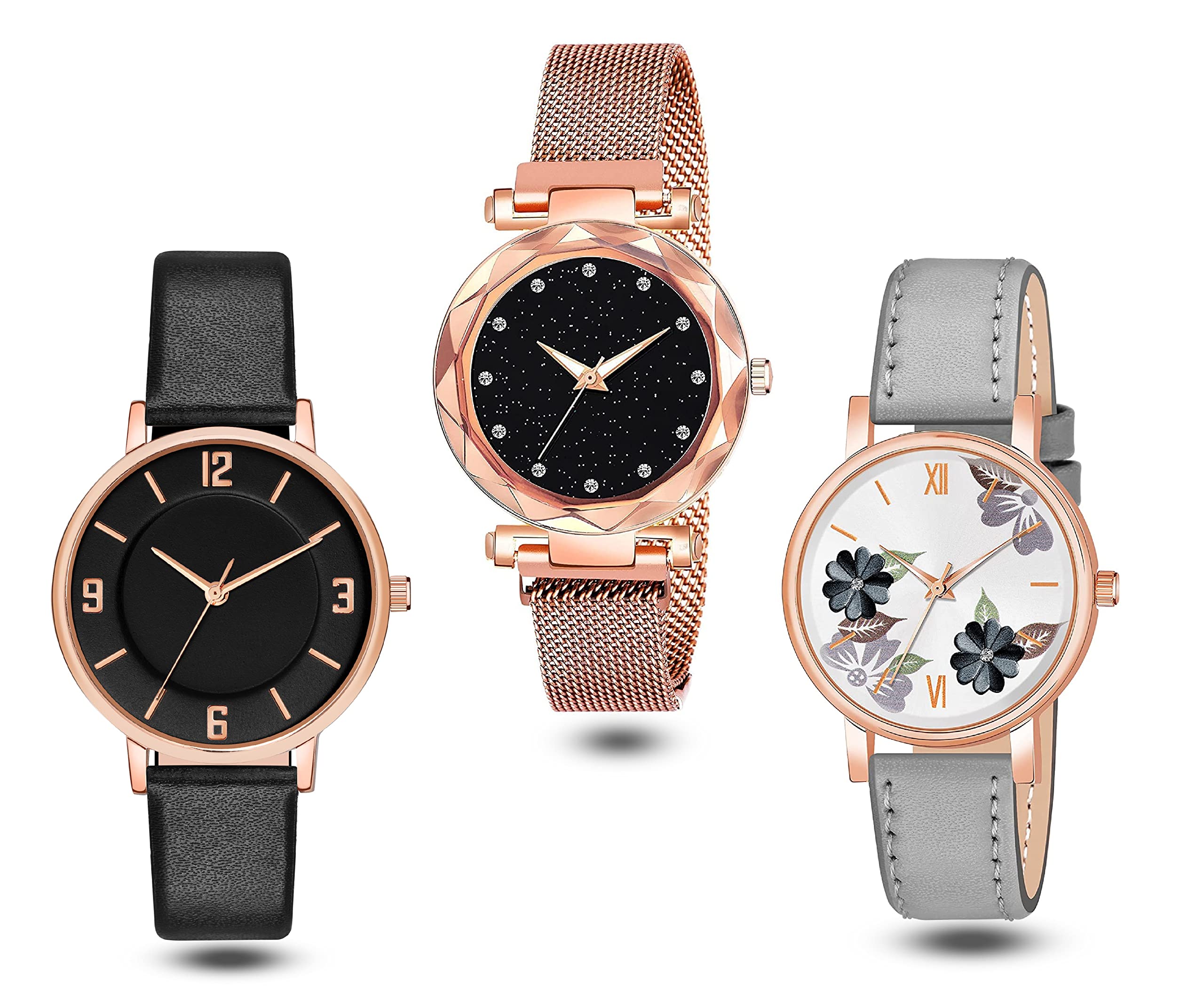K Vajir® Analogue Leather and Magnet Belt Combo Watch for Girls | Looking Stylish Combo for Gift for Girls and Woman(Pack of 3) (Black-Gold-Gray) (B0B9YDJN3X) Amazon Price History, Amazon Price Tracker